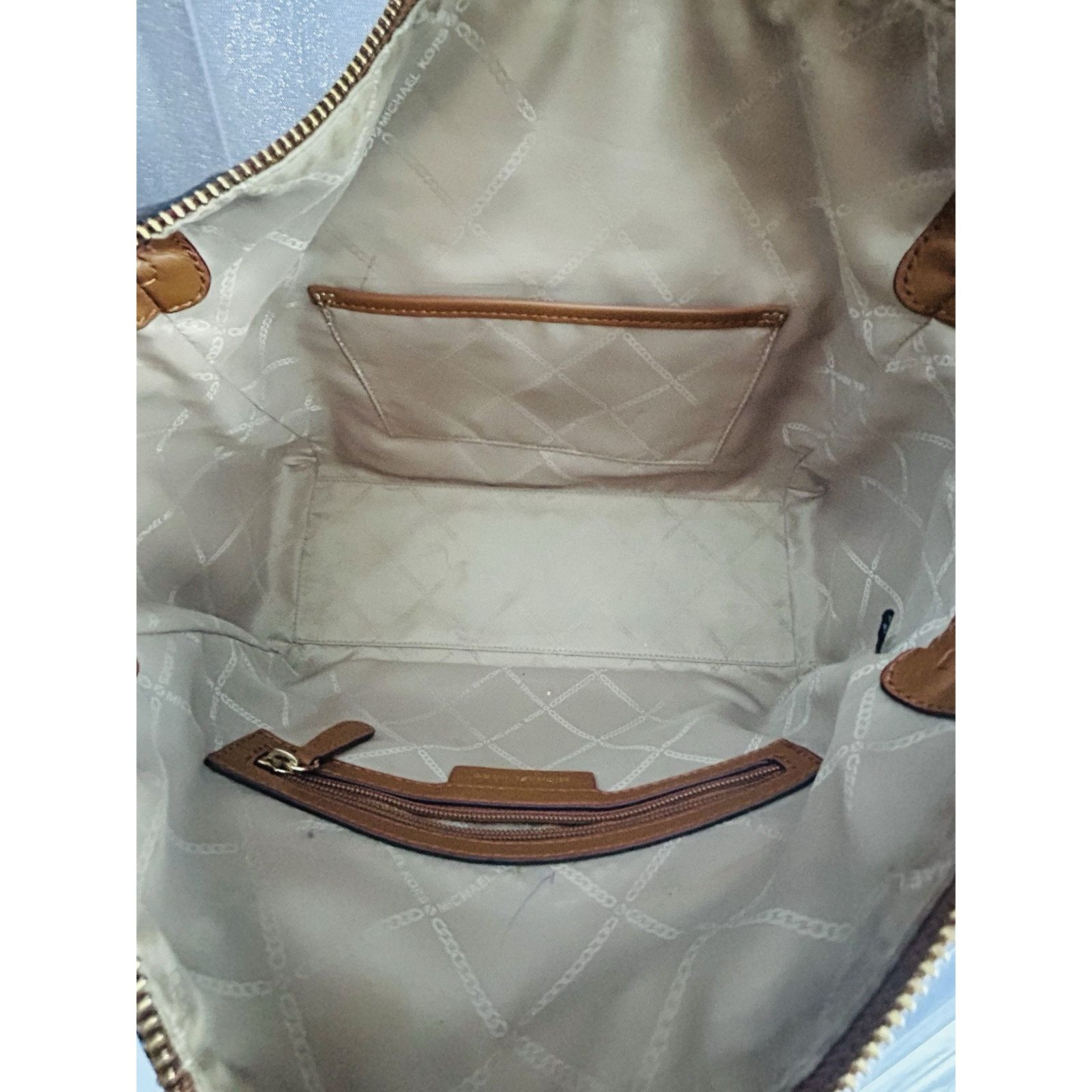 Michael Kors Michael Kors Carine Medium Brown Acorn Gold Satchel Handbag Size ONE SIZE - 5 Thumbnail