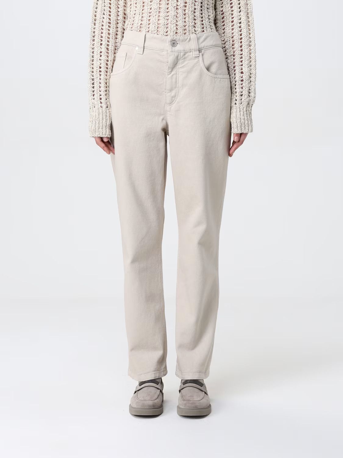 Brunello Cucinelli o1y0725 Denim Pant in Ivory Size 25" / US 0 / IT 36 - 1 Thumbnail