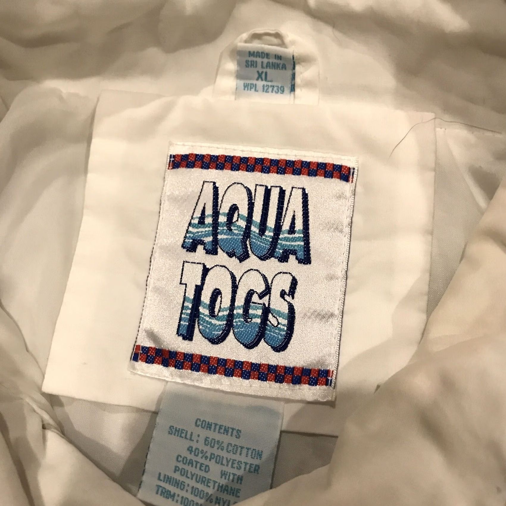 AQUA VINTAGE Aqua Togs WOMEN'S COAT Jacket XL White Khaki SNAPS A13 Two-Tone Solid Softshell Hip Length Water Resistant 90s All Seasons Basic Jacket Womens Size XL / US 12-14 / IT 48-50 - 2 Thumbnail