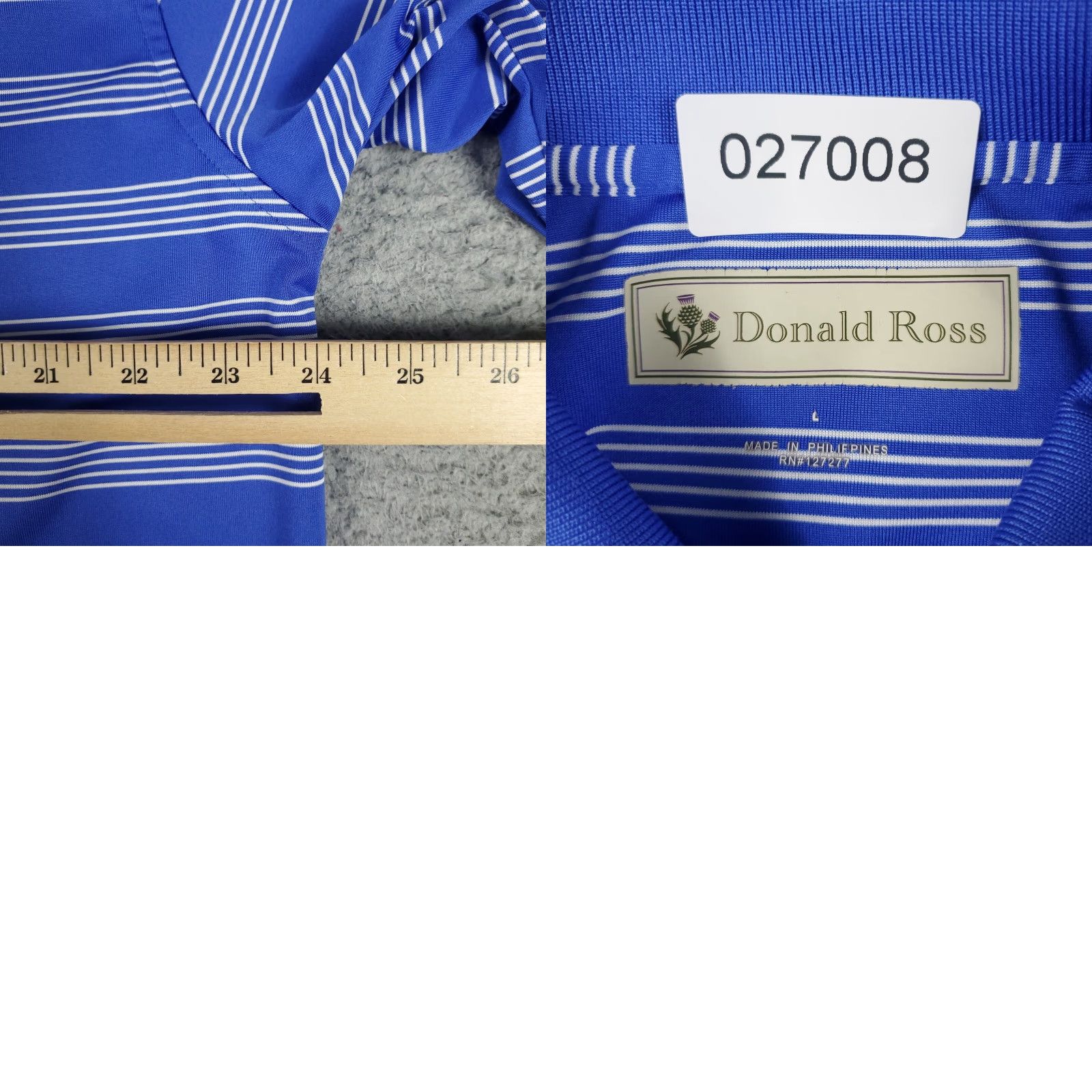Vintage Donald Ross Polo Shirt Ballen Isles Mens Large Blue Striped Casual Short Sleeve Size US L / EU 52-54 / 3 - 8 Thumbnail