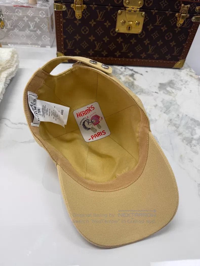 Hermes Hermes size 59 Pig Nose Shell Button Khaki Baseball Cap Size ONE SIZE - 4 Thumbnail