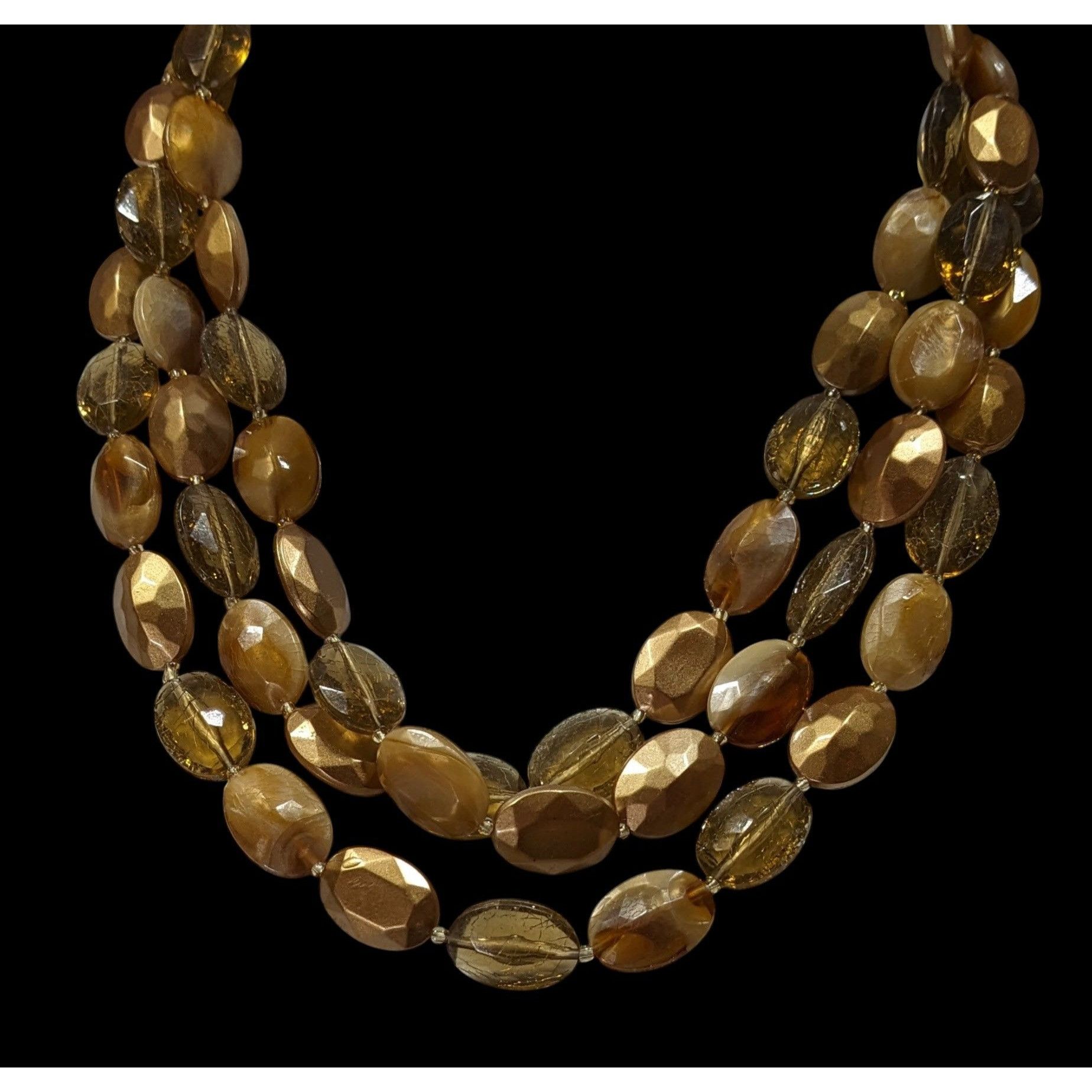 Other Vintage Gold Tone Metallic And Glitter Acrylic Beaded Neckal Size ONE SIZE - 2 Thumbnail