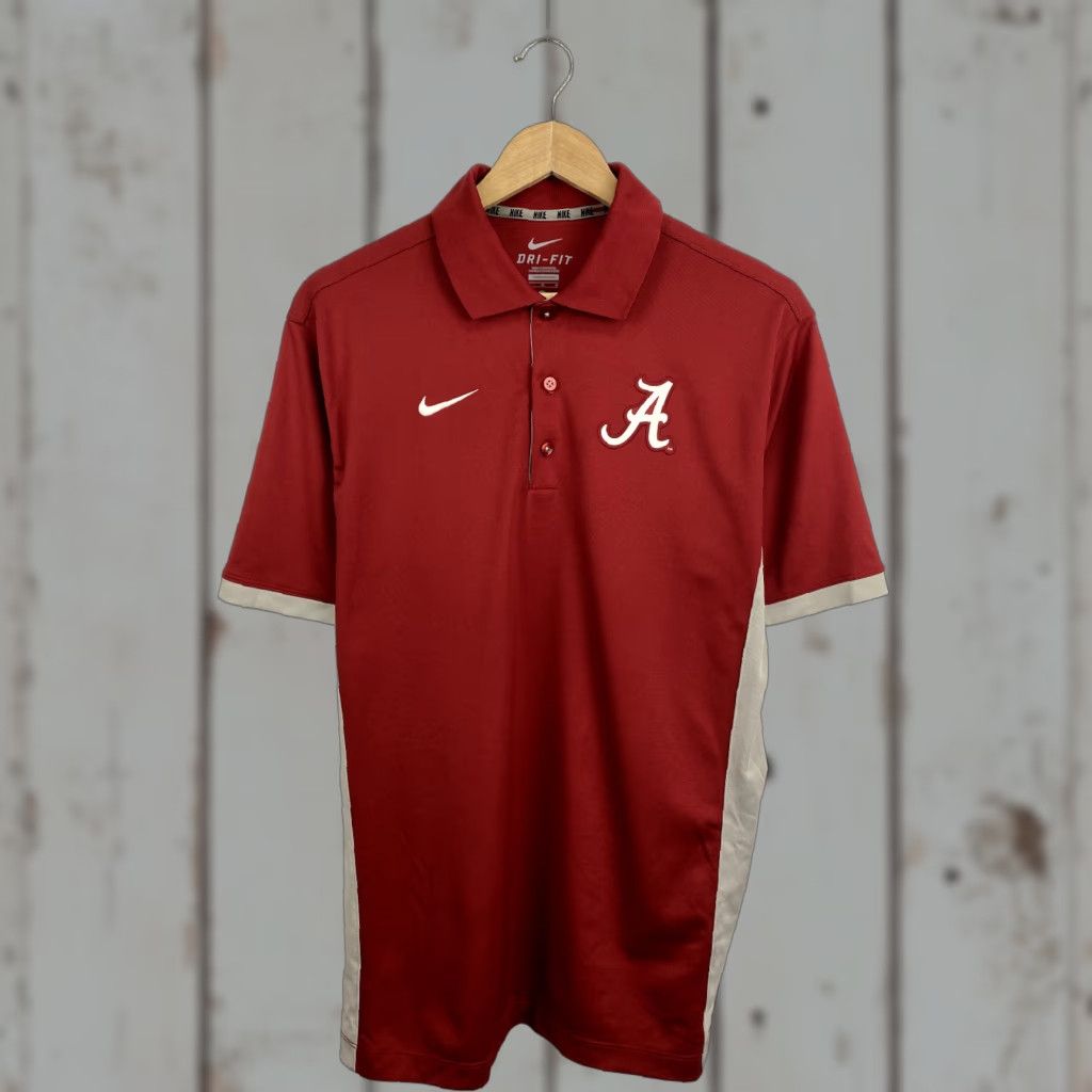 Nike Nike Alabama Crimson Baseball Polo T-shirt Nike Alabama Crimson Baseball Polo Shirt M Red 90s Vintage Mens Size US M / EU 48-50 / 2 - 1 Thumbnail
