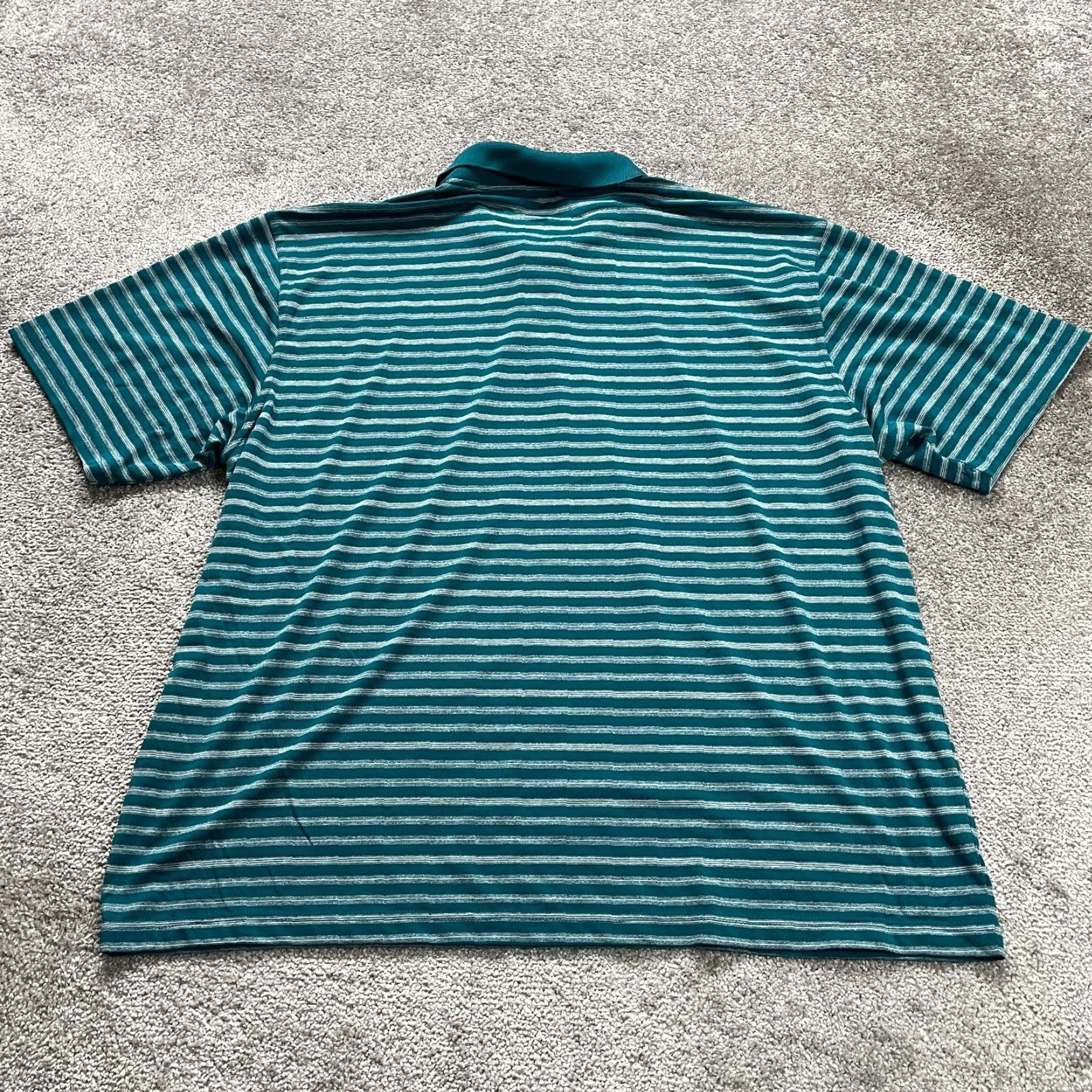 Wrangler Wrangler Breathe Dri Polo Shirt Mens 2XL Green Striped Short Sleeve Active Golf Size US XXL / EU 58 / 5 - 2 Thumbnail