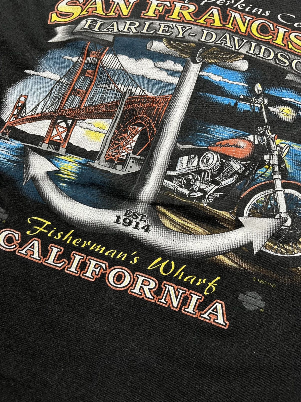 Harley Davidson Vintage HARLEY DAVIDSON Dudley Perkins San Francisco Tshirt Size US L / EU 52-54 / 3 - 11 Thumbnail
