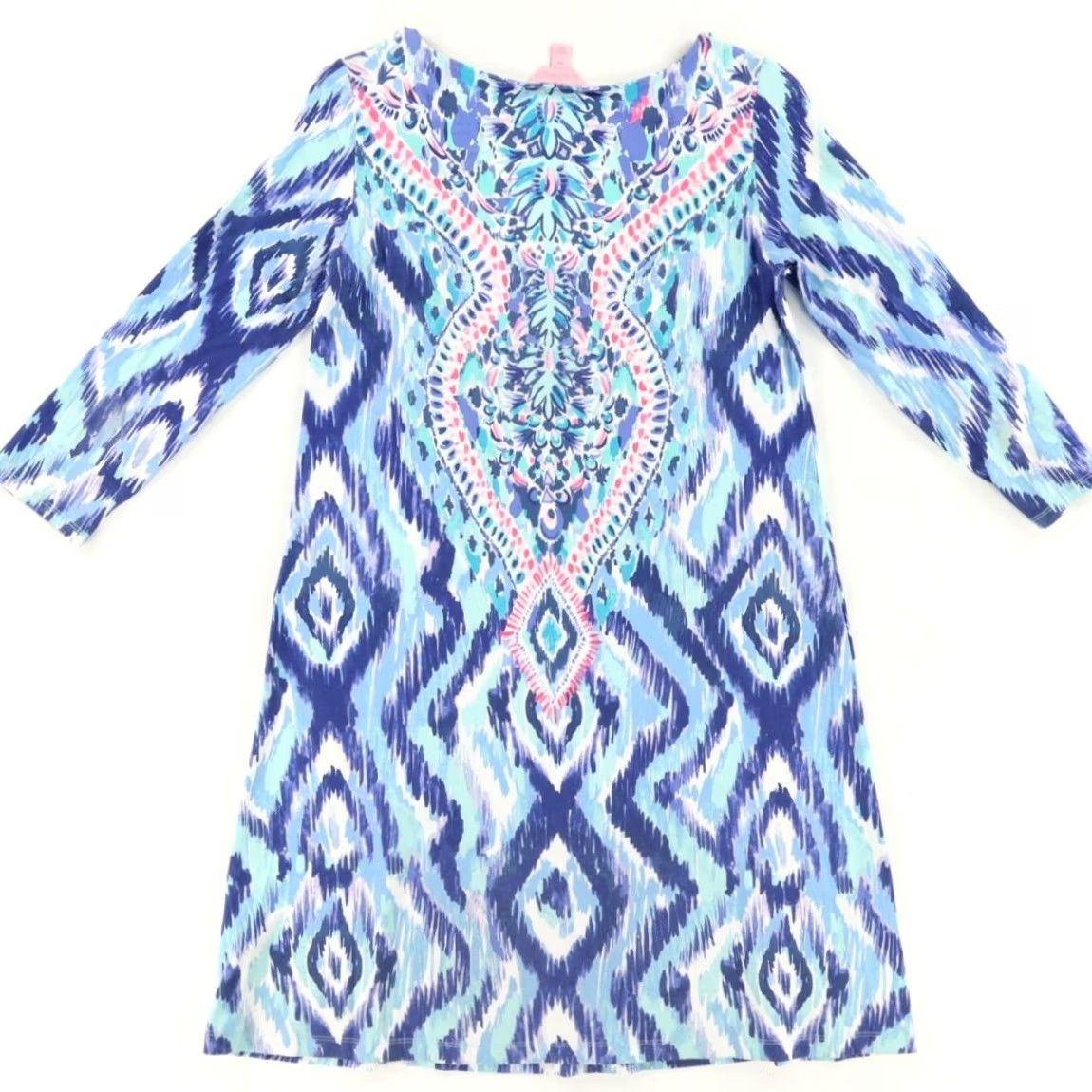 Lilly Pulitzer Lilly Pulitzer Ophelia Swing Skipped a Beach Blue Women's XS Dress 3/4 Sleeve V-Neck All Over Print Women's XS Size XS / US 0-2 / IT 36-38 - 4 Thumbnail