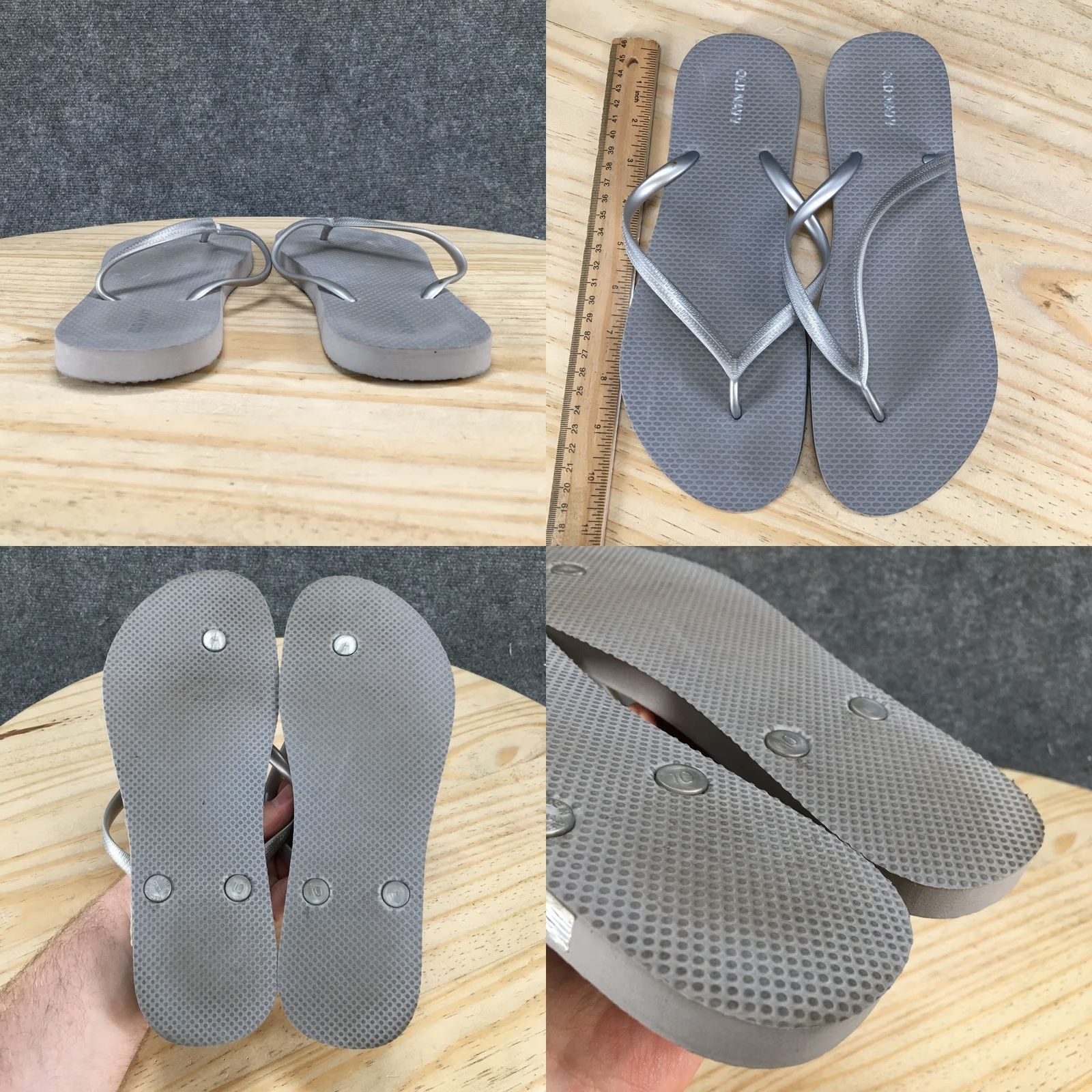 Old Navy Old Navy Sandals Women 10 Gray Silver Flip Flop Slip On Casual Beach Shoes Size US 8 / IT 38 - 8 Thumbnail