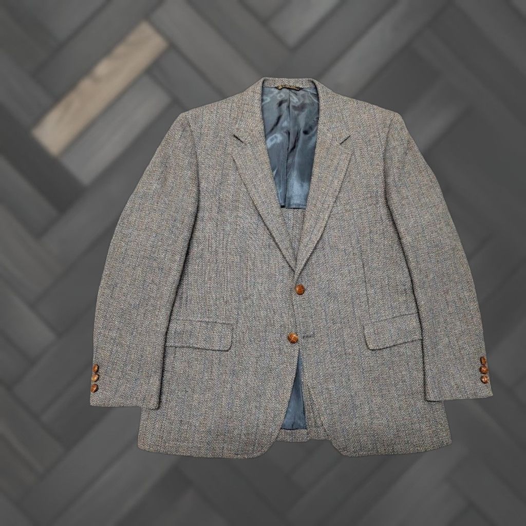 Vintage VINTAGE Kingsridge USA Blazer - Donegal Tweed Wool Herringbone Brown 42R Men’s Single-Breasted Two-Button Notch Lapel (Brown/Gray) Size 42R - 1 Thumbnail