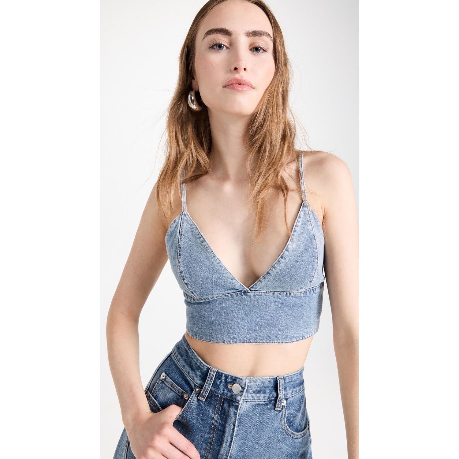Alice + Olivia Alice + Olivia Carli Denim Bra Top Rockstar Blue jean size 2 Size XS / US 0-2 / IT 36-38 - 1 Thumbnail
