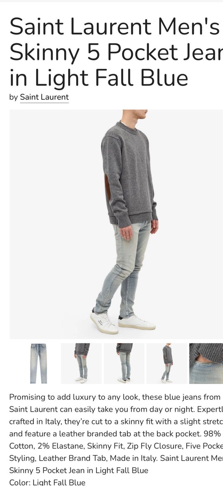 Saint Laurent Paris Saint Laurent men’s blue slim fit jeans. 31. $890 Size US 31 - 1 Thumbnail