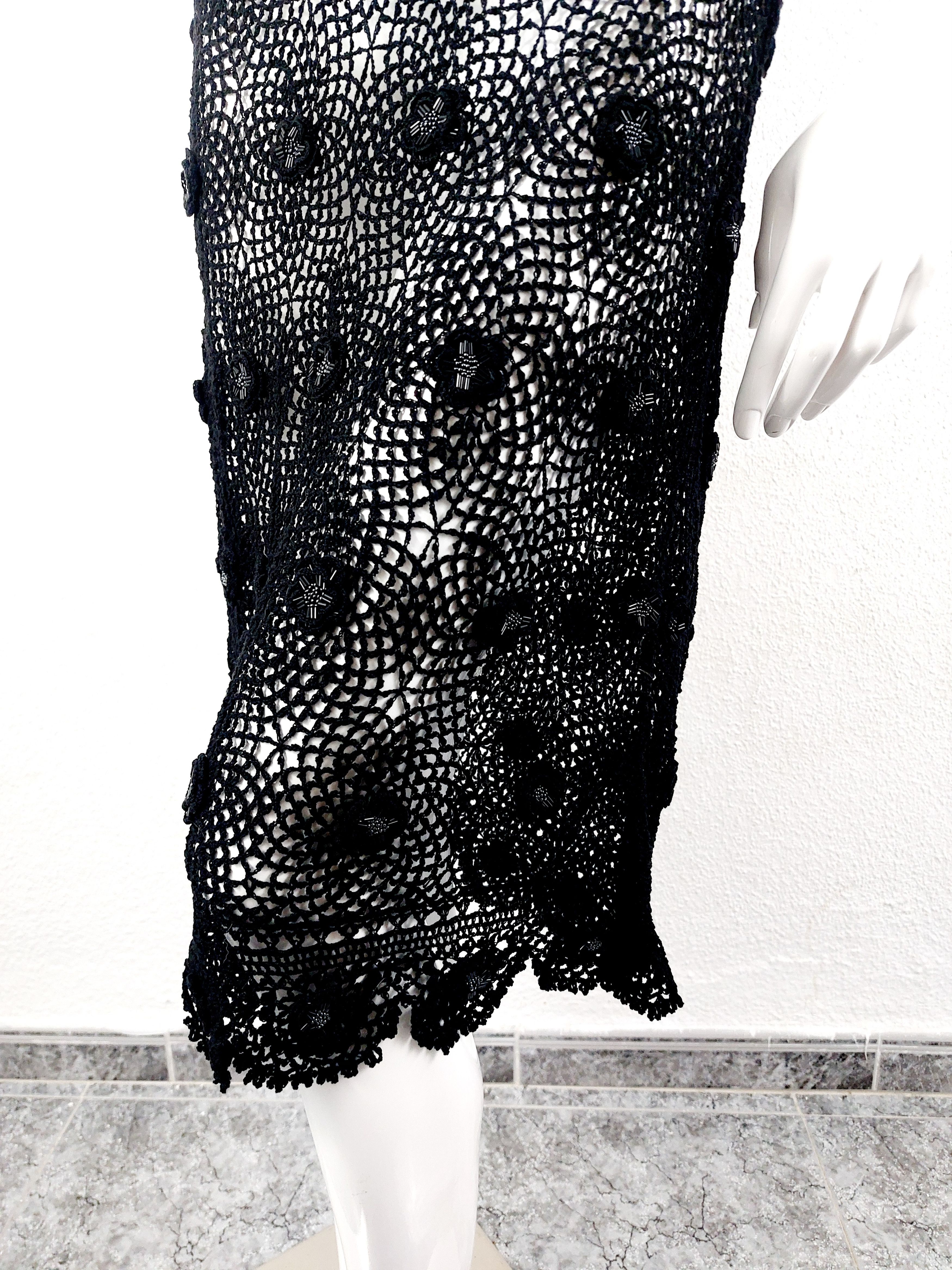 Moschino Moschino Cheap Chic Net Lace Crochet Black Flower Maxi Dress Size M / US 6-8 / IT 42-44 - 7 Thumbnail