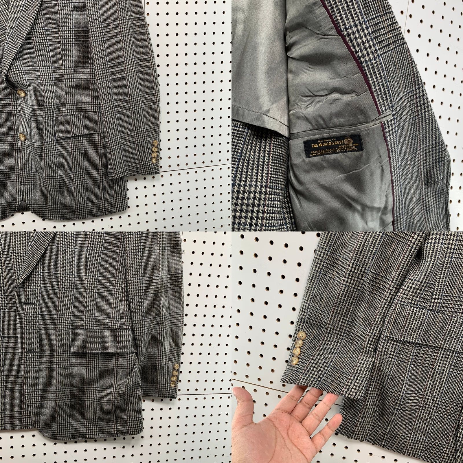 Hart Schaffner Marx Hart Schaffner Marx Blazer Men 36 Herringbone Gray Tweed Wool 2 Piece 90s Vintage Size 36R - 8 Thumbnail