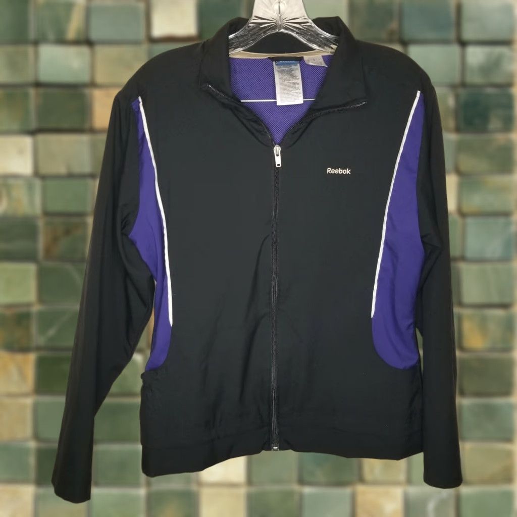 Reebok Reebok Womens Track Jacket Long Sleeve Full Zip Black Purple Size M Size M / US 6-8 / IT 42-44 - 1 Thumbnail