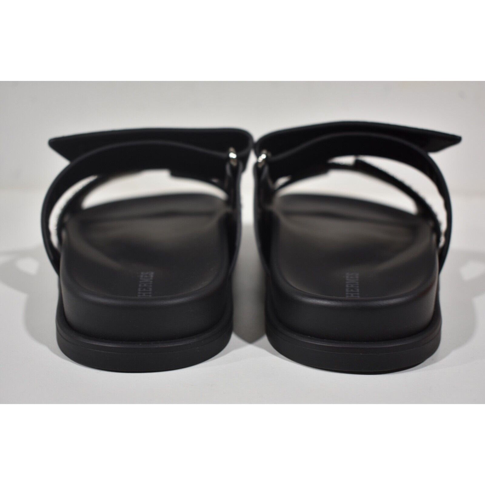 Hermes Hermes Chypre Sandal Black Silver Studded Stud H Logo Size US 7.5 / IT 37.5 - 10 Thumbnail