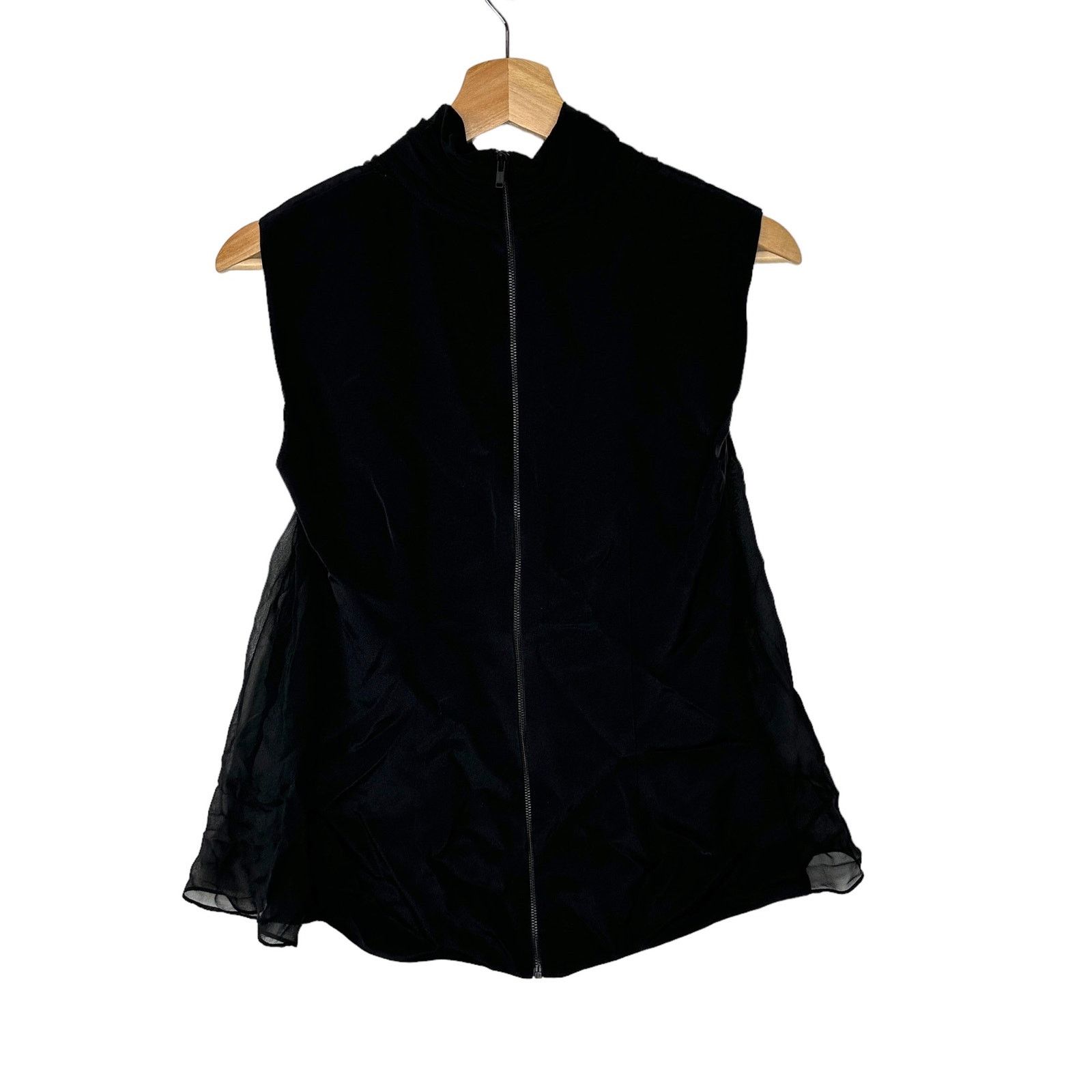 Drew Just Drew NYC Black Sheer Top Sleeveless Pleated 4 Size S / US 4 / IT 40 - 4 Thumbnail