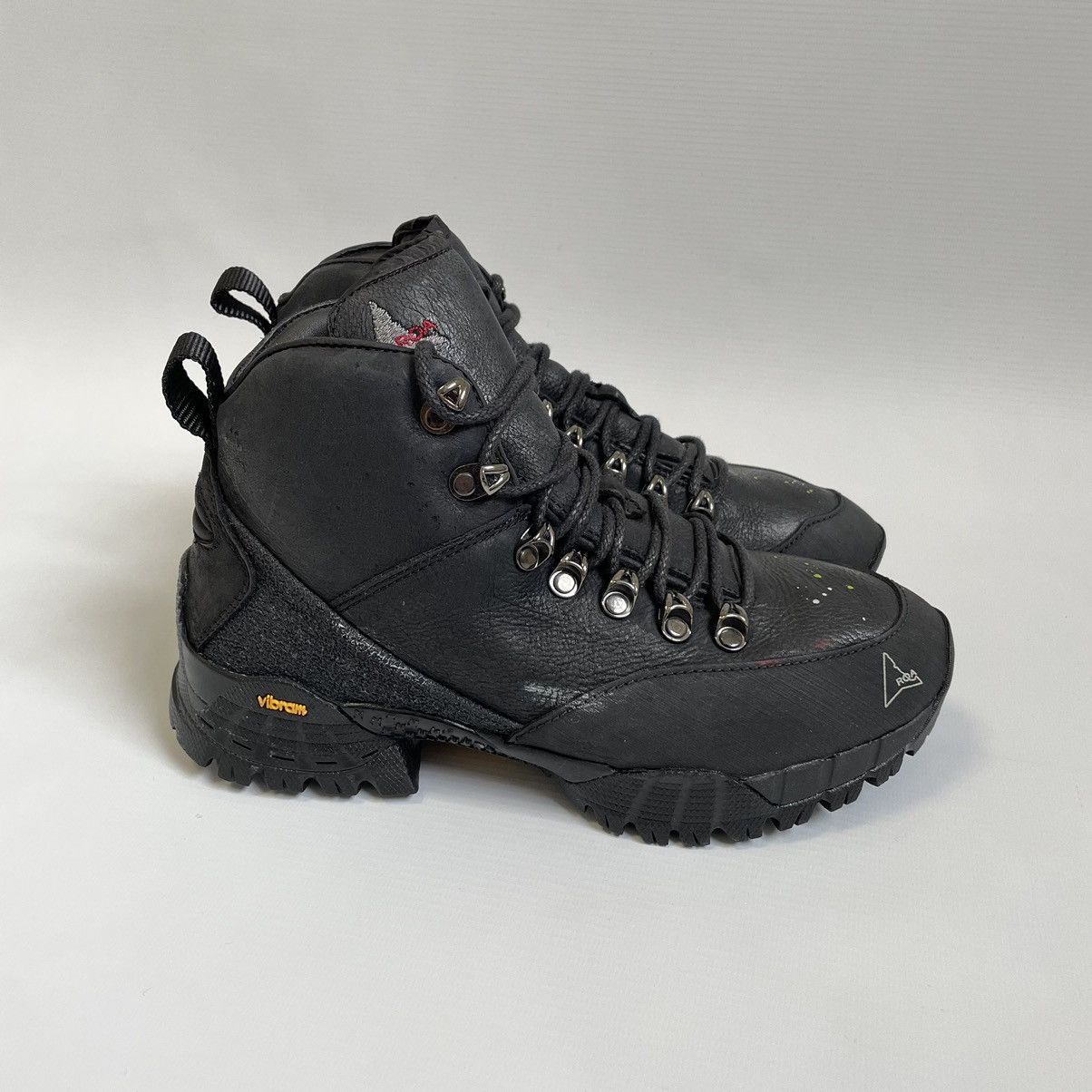 ROA Black Leather ‘Paint Splat’ Andreas Boots Size US 7 / IT 37 - 4 Thumbnail