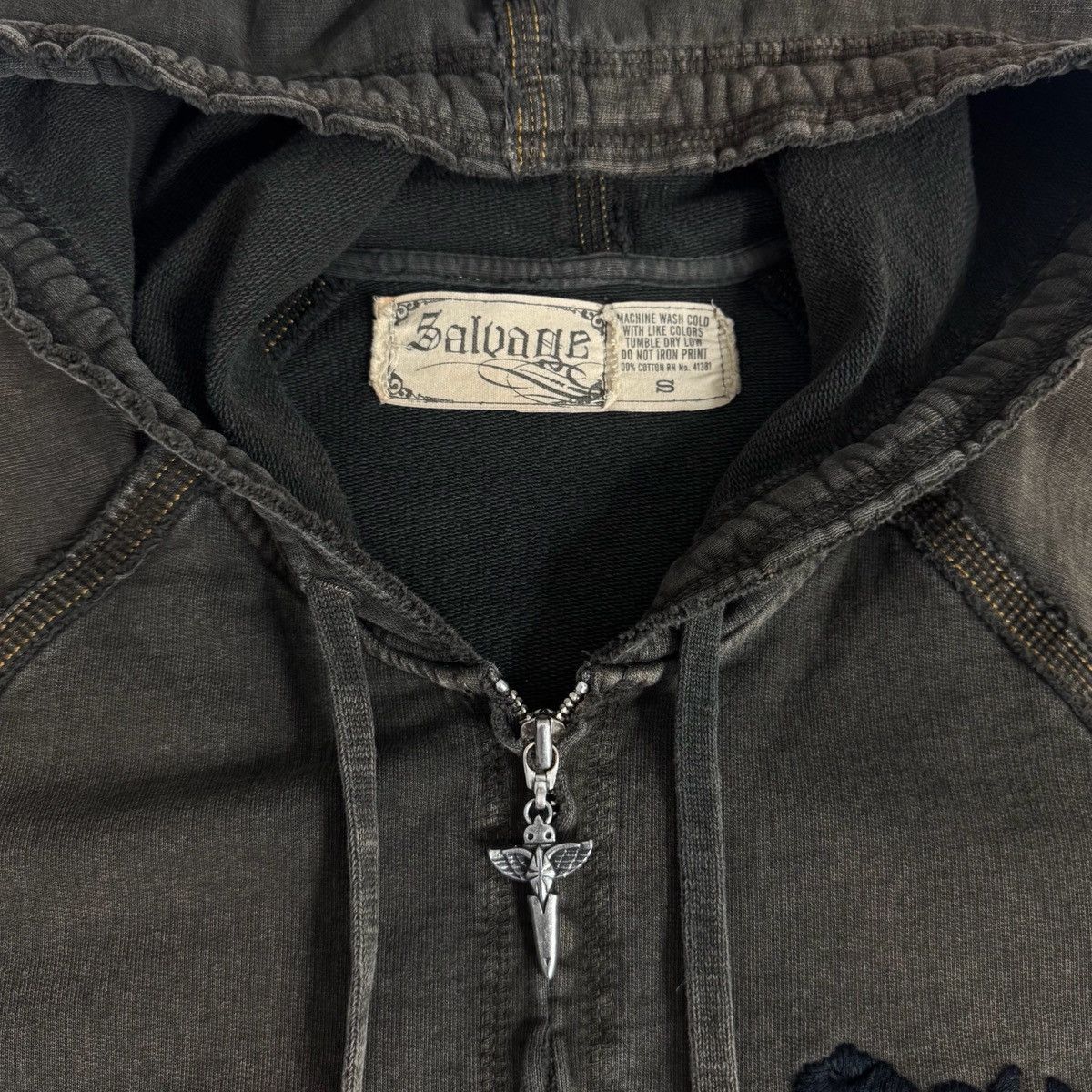 Salvage Y2K Salvage Vultures Embroidered Zip Up Hoodie Size US L / EU 52-54 / 3 - 5 Thumbnail