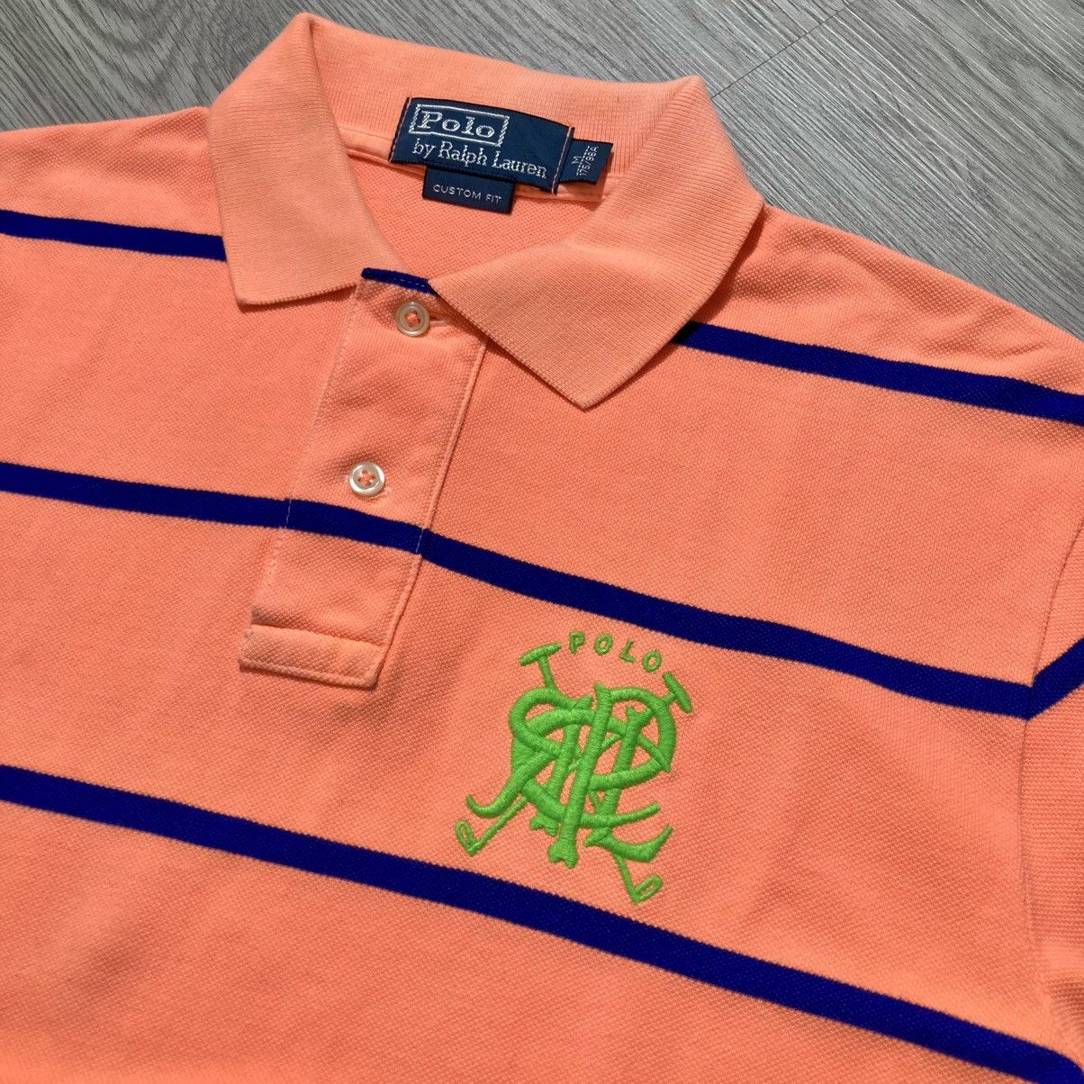 Polo Ralph Lauren Vintage Polo Ralph Lauren Big Patch Logo Striped Polo Tee Size US L / EU 52-54 / 3 - 4 Thumbnail