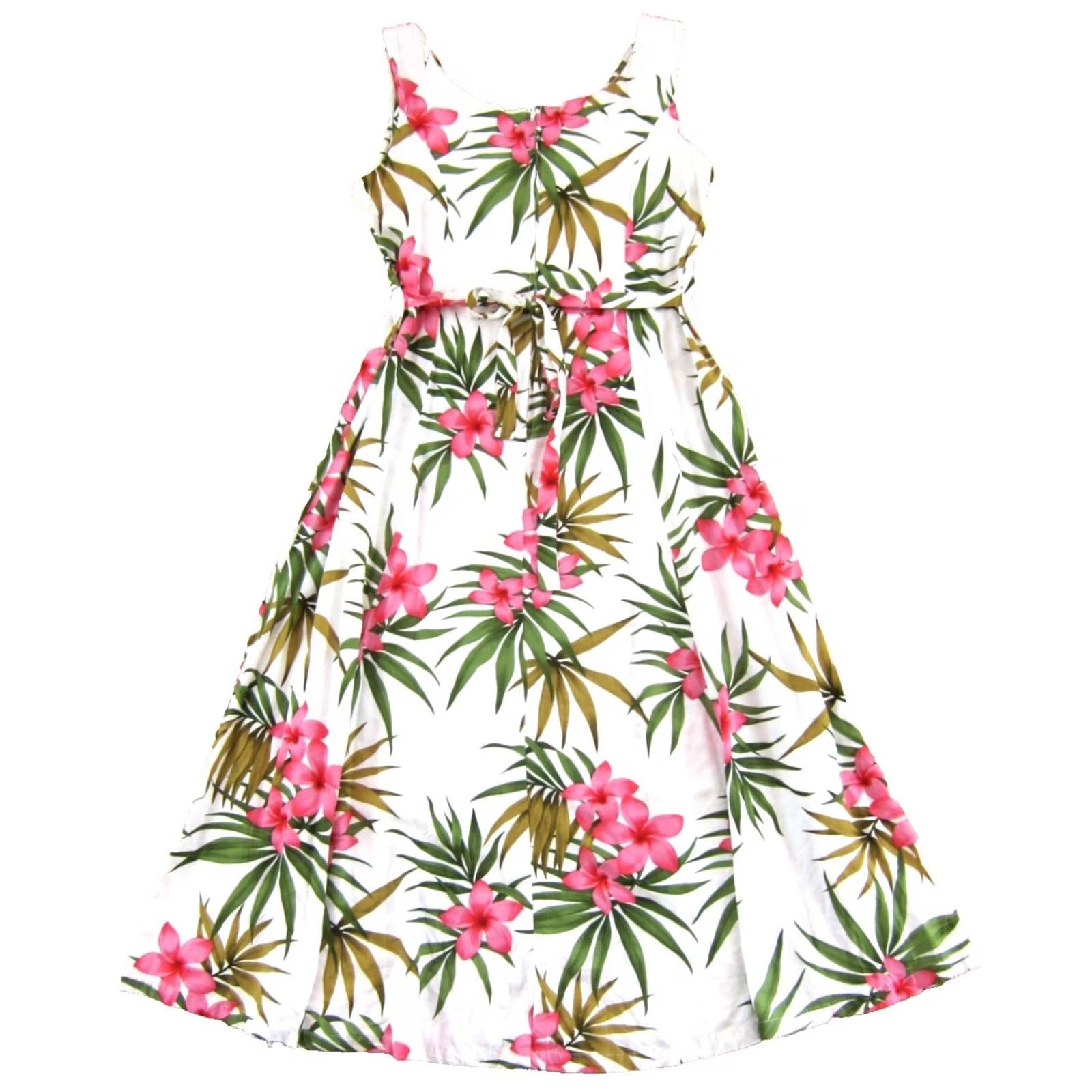 Vintage VTG Royal Hawaiian Creations Long Tank Dress L Pink Floral VTG White Pink Green Floral Sleeveless Zipper Rayon Women's Dress Size L / US 10 / IT 46 - 2 Thumbnail