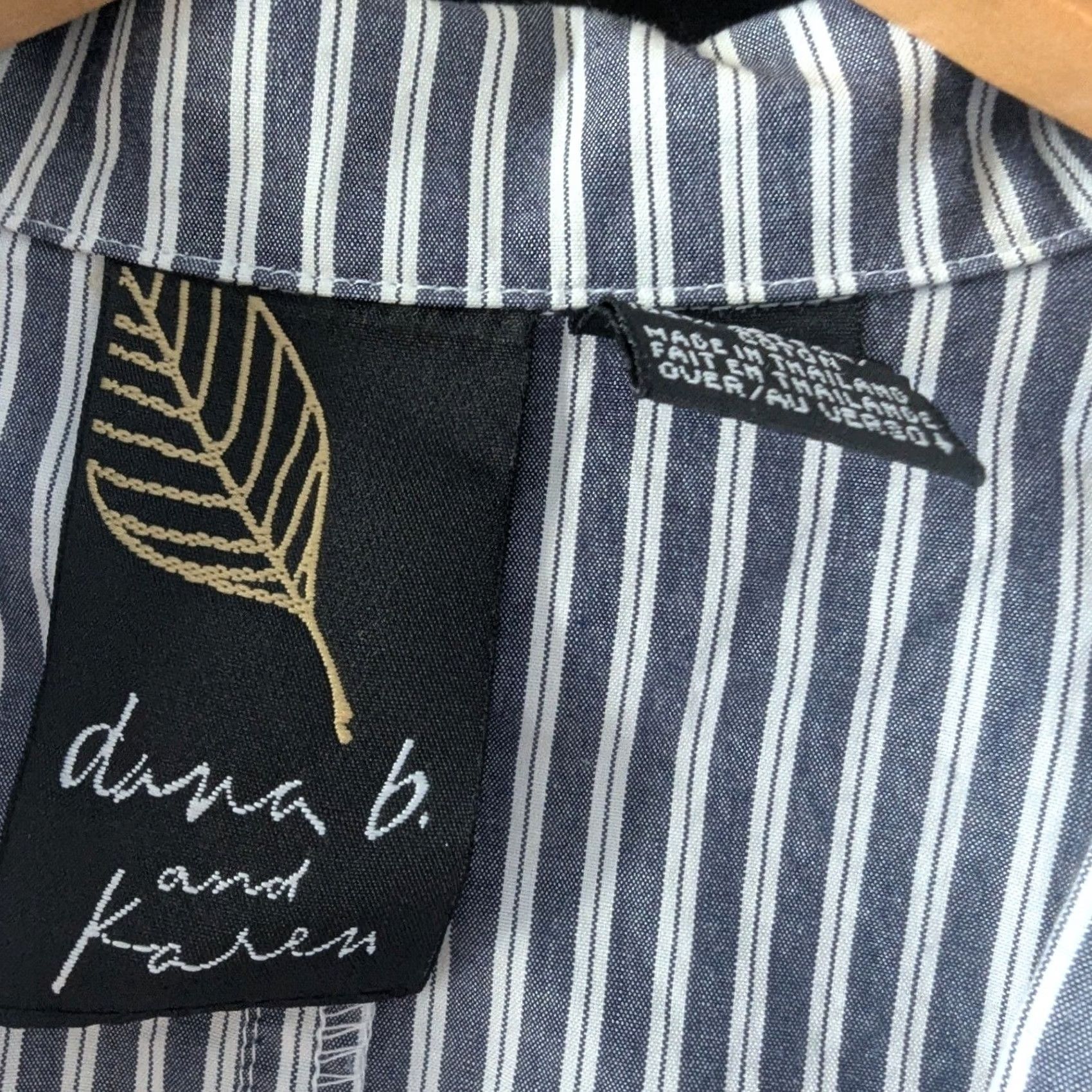 Vintage Dana B and Karen Striped Jacket Women's Size 6 Blue White Zip Front Collared Short Sleeve Elastic Waist Casual Workwear) Size M / US 6-8 / IT 42-44 - 7 Thumbnail