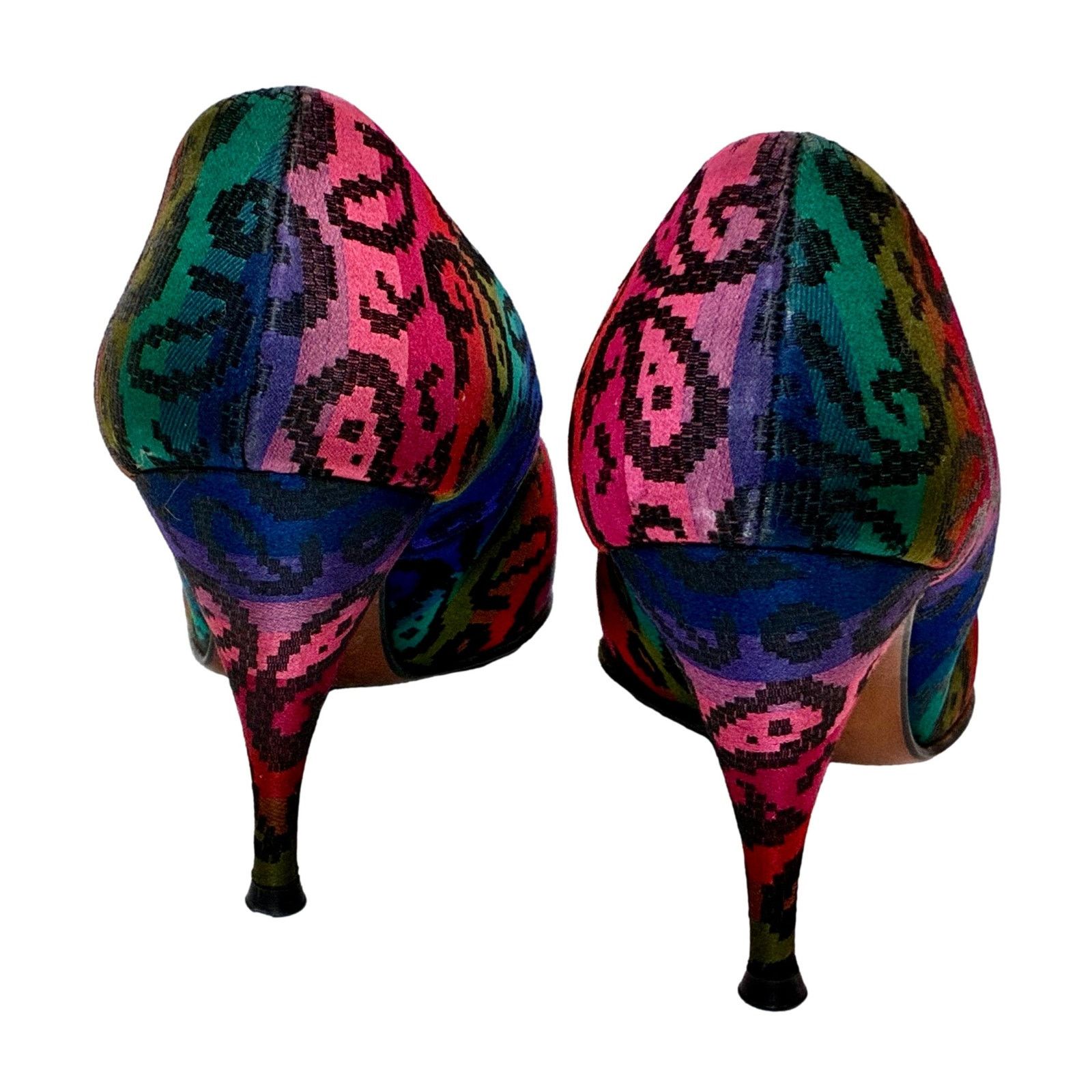 Vintage Vintage 50s Silk Pumps Jewel Tone Pinup Mid Century Shoes 6 Size US 6 / IT 36 - 6 Thumbnail