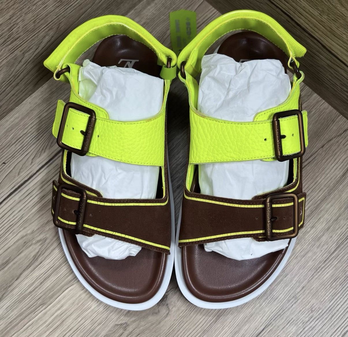 Louis Vuitton Louis Vuitton Trainer Brown & Green Sandals J41 Size US 7 / EU 40 - 2 Thumbnail