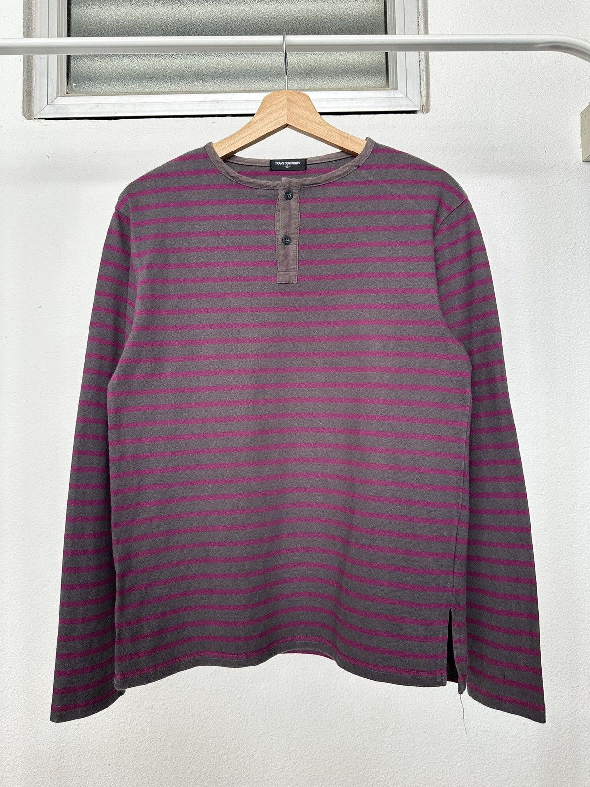 If Six Was Nine 00's Trans Continents - Striped Henley neck long sleeve Size US M / EU 48-50 / 2 - 7 Thumbnail