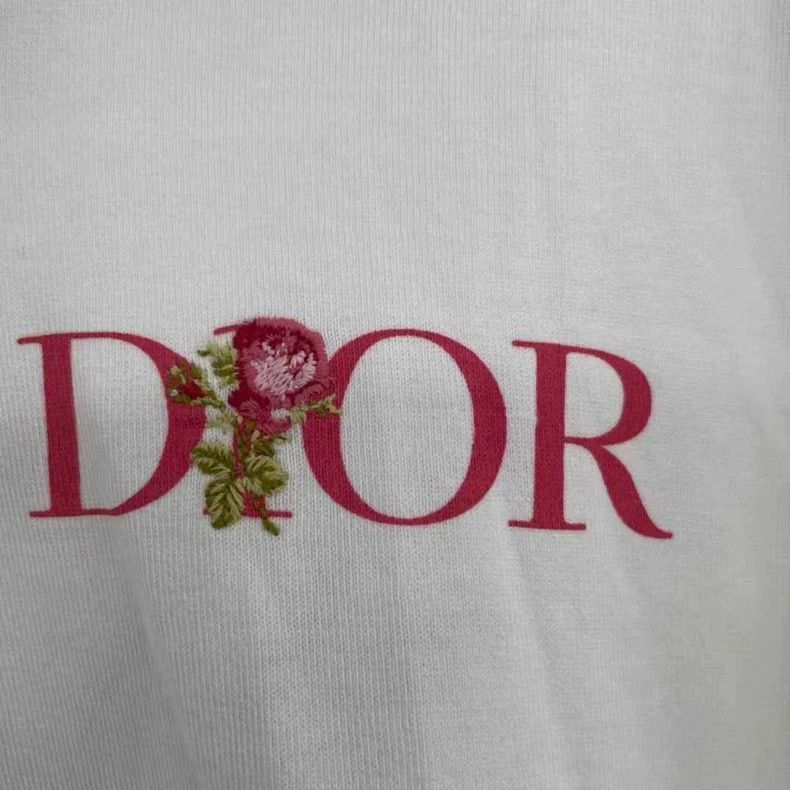Dior Dior Dior White Floral Embroidery Short Sleeve T-Shirt-250 Size XL / US 12-14 / IT 48-50 - 4 Thumbnail