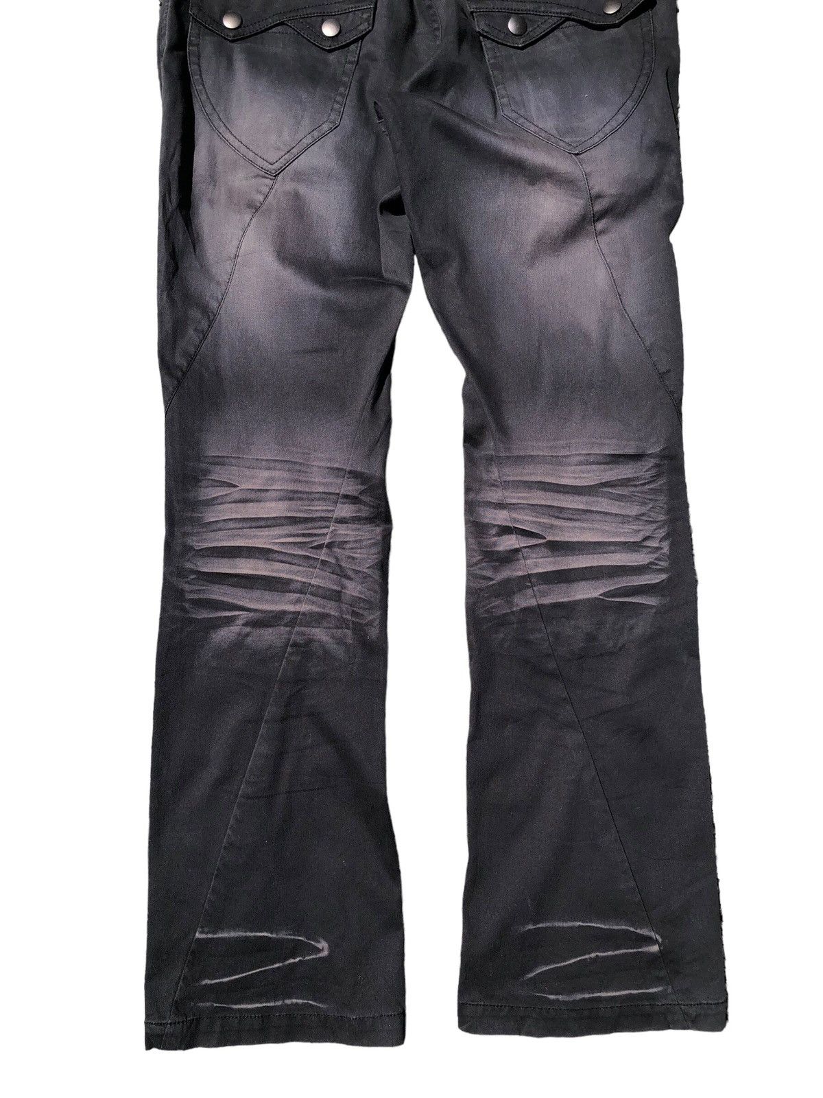 Japanese Brand Michel Klein acid wash spiral cut flare pants Size US 33 - 9 Thumbnail