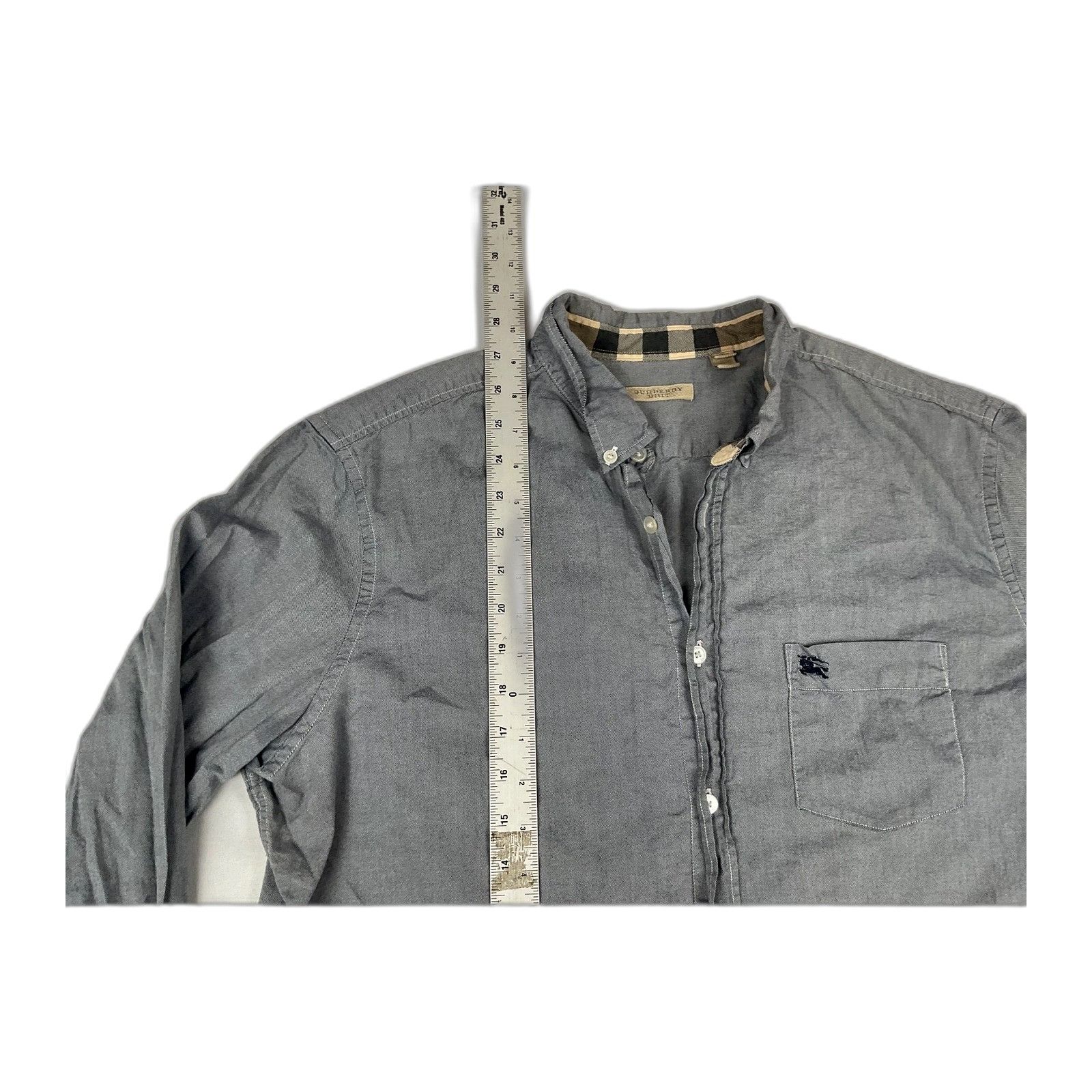 Burberry Burberry Brit Shirt Mens XL Gray Long Sleeve Button Down Nov Size US XL / EU 56 / 4 - 2 Thumbnail