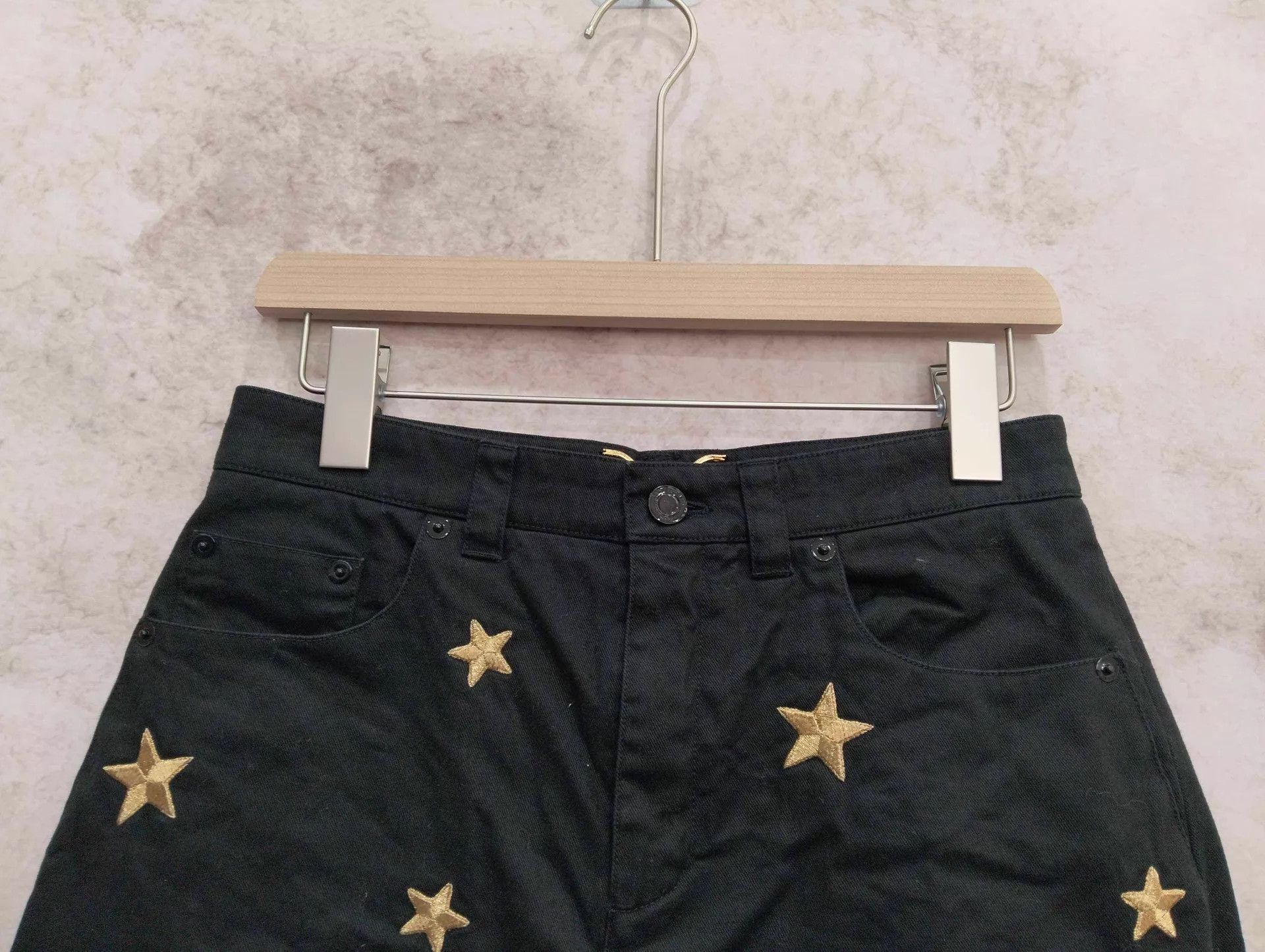 Saint Laurent Paris Saint Laurent Star Embroidered Wmns Denim Shorts 165 Size 27" / US 4 / IT 40 - 3 Thumbnail