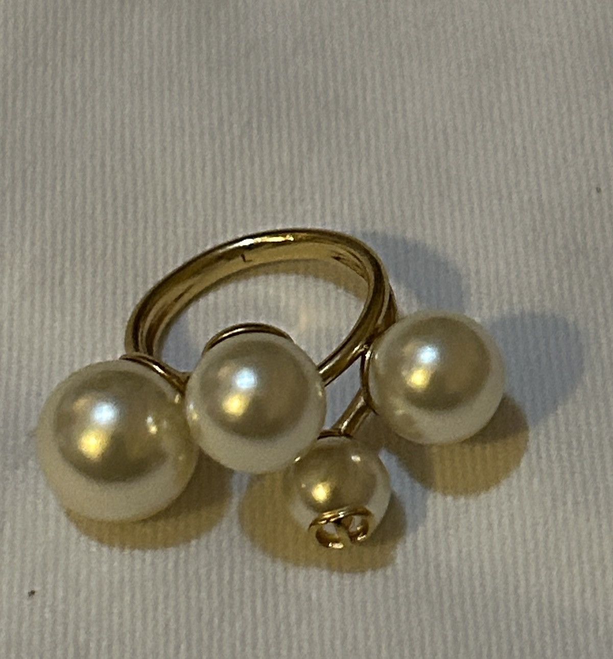 Dior Dior D-STUDS RING Gold-Finish Metal and White Resin Pearls Size ONE SIZE - 6 Thumbnail