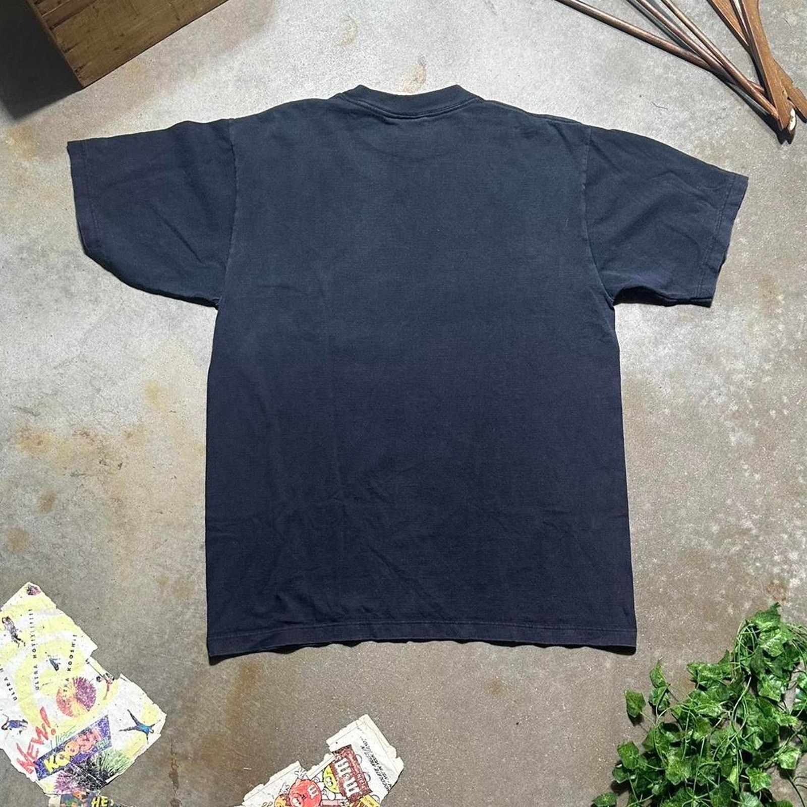 Hanes Vintage 90s “Moose Crossing” Faded Black Nature Tee Shirt Size US L / EU 52-54 / 3 - 3 Thumbnail