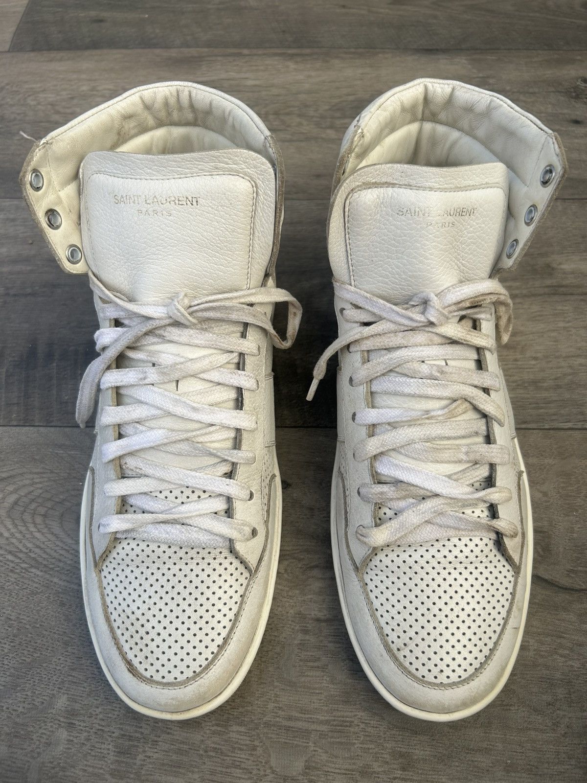 Saint Laurent Paris SAINT LAURENT SL/10H PERFORATED DISTRESSED HIGH-TOP Sneakers Size US 9 / EU 42 - 1 Thumbnail
