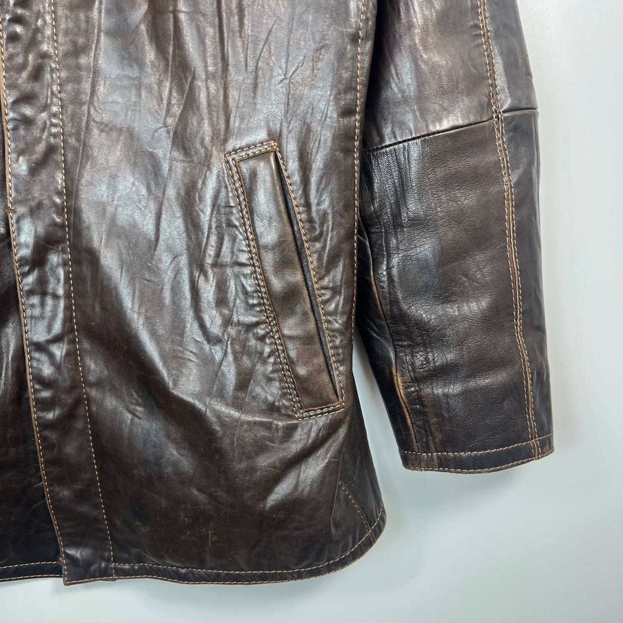 Gimo's Gimo's Mens Brown Leather Jacket Quilted Lined Classic Sz M Size US M / EU 48-50 / 2 - 4 Thumbnail