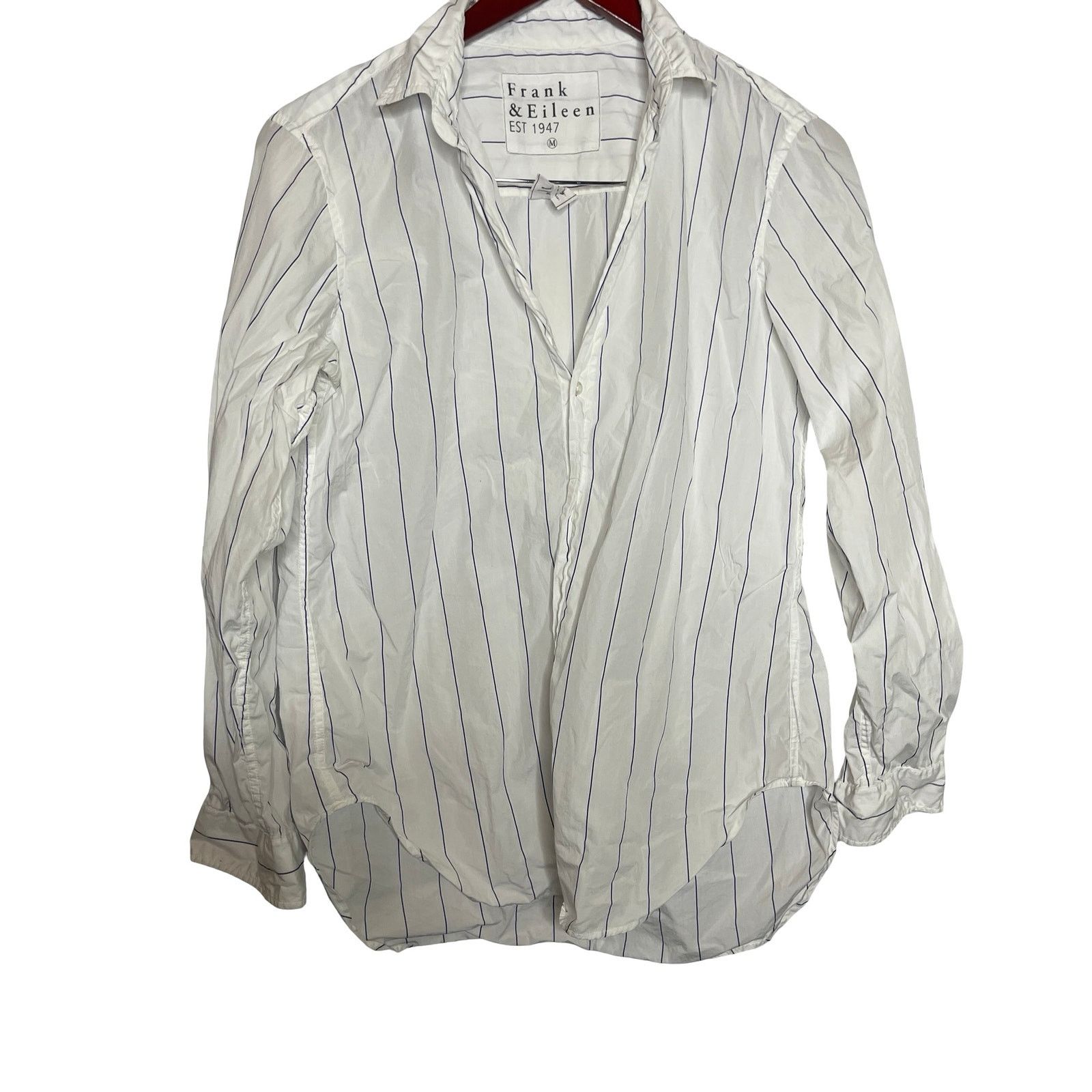 Frank & Eileen Frank & Eileen Frank Cotton Relaxed Shirt White/Blue Stripe Size M / US 6-8 / IT 42-44 - 1 Thumbnail