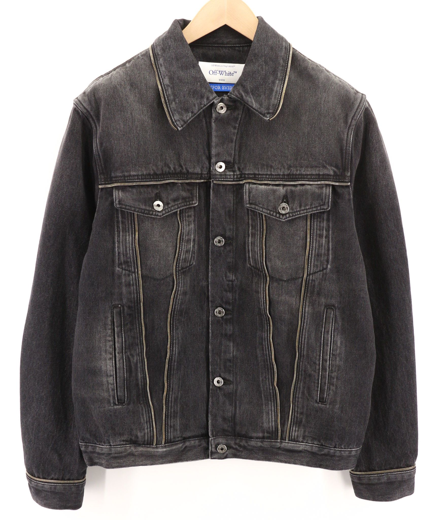 Off-White FOR EVER S Washed Black Zip Denim Long Sleeve 80305 Size US S / EU 44-46 / 1 - 1 Thumbnail