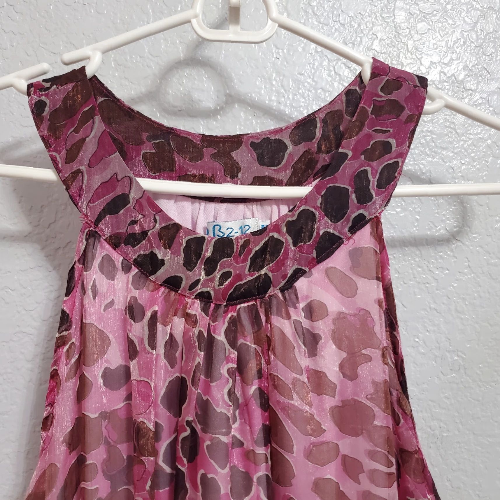 Vintage VINTAGE OB2-12 Dress Womens M Pink Animal Print Ruffle Bubble Hem Sleeveless Size M / US 6-8 / IT 42-44 - 4 Thumbnail