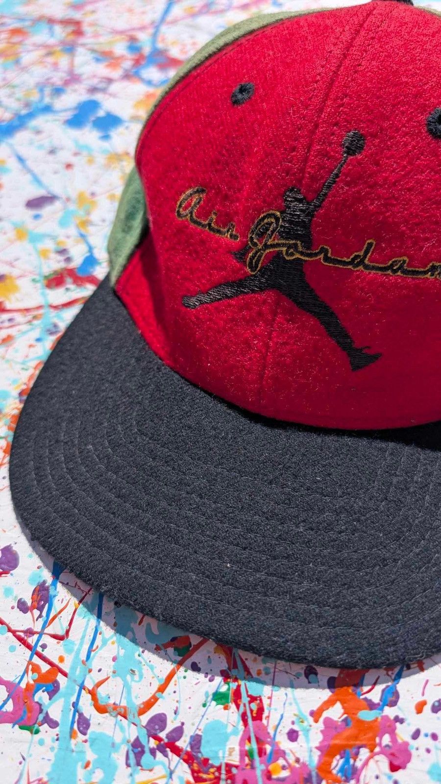 Jordan Brand Vintage Nike air Jordan cap 90s black red green OS fleece Size ONE SIZE - 2 Thumbnail