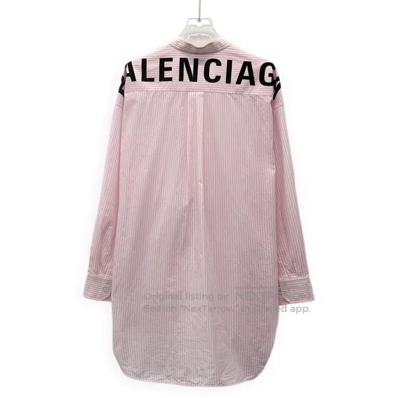 Balenciaga Balenciaga Pink Striped Back Lettering Printed Tie Bow Cot Size XXS / US 00 / IT 34 - 2 Thumbnail