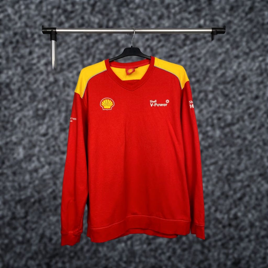 Ferrari Ferrari Racing Team Shell Vintage V-Neck Sweatshirt Size L Mens Red Size US L / EU 52-54 / 3 - 1 Thumbnail