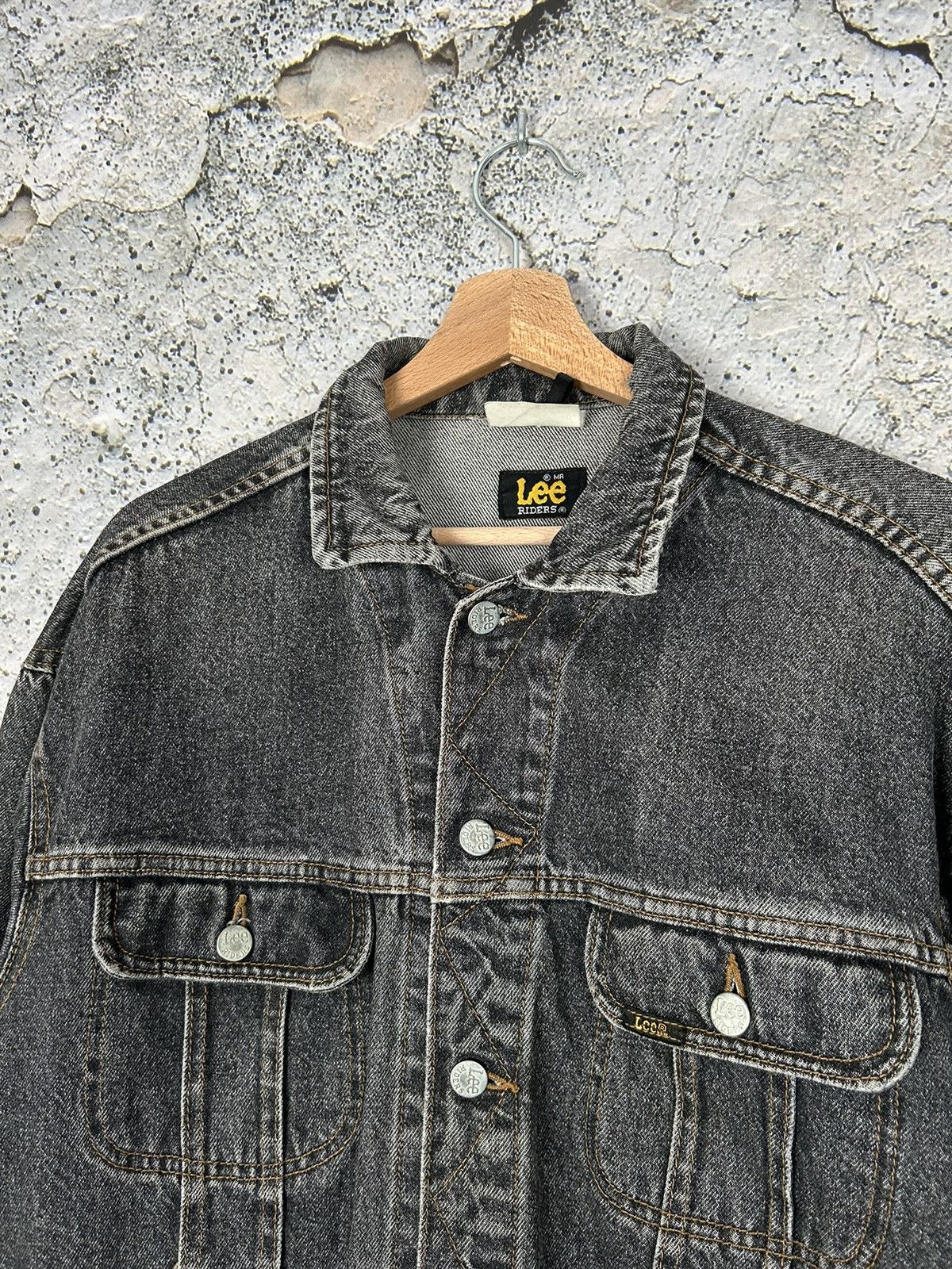 Lee Vintage Lee Riders Washed Black Denim Trucker 90s Size US L / EU 52-54 / 3 - 3 Thumbnail
