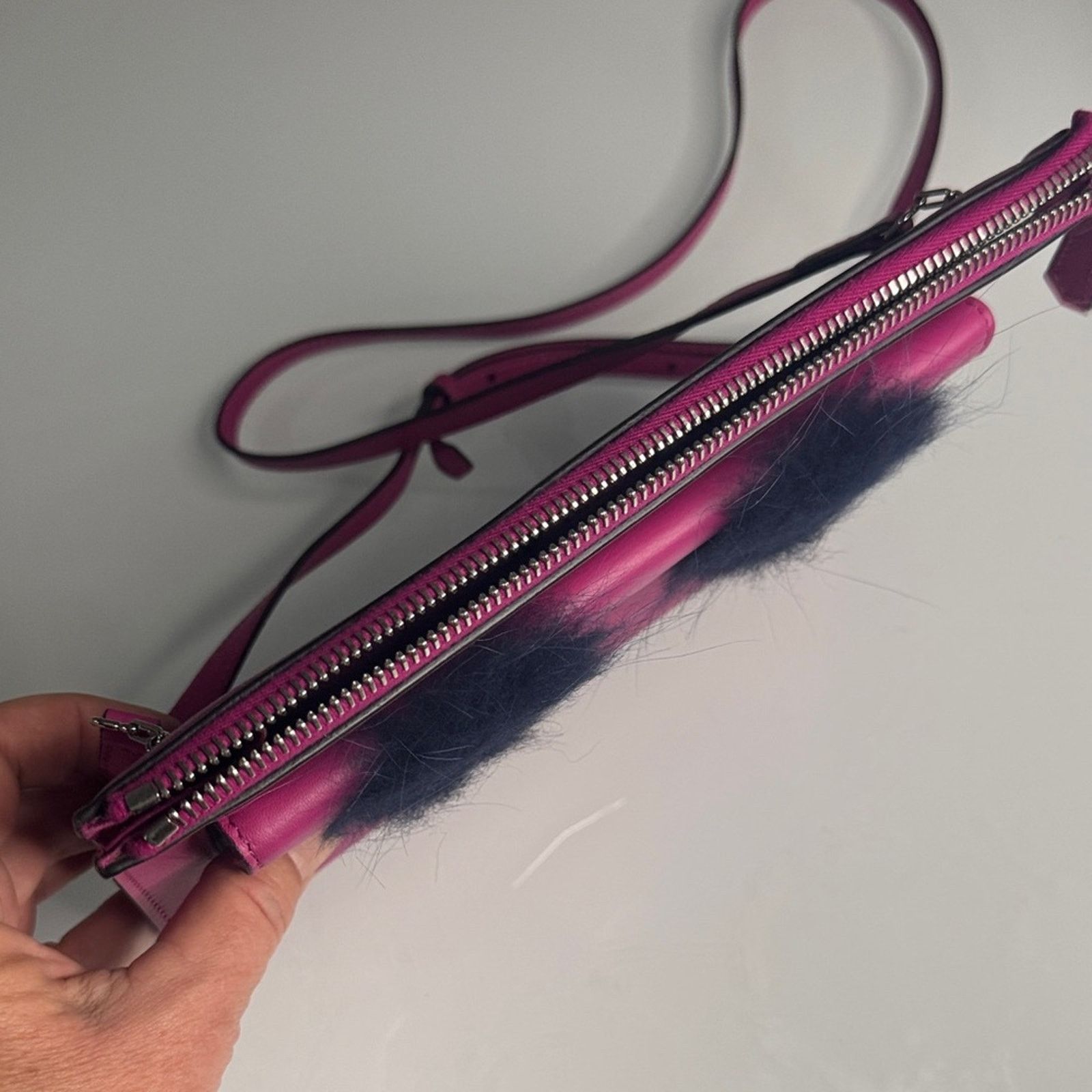 Fendi Fendi Monster Crossbody Bag – Hot Pink Leather Black Fur Size ONE SIZE - 5 Thumbnail