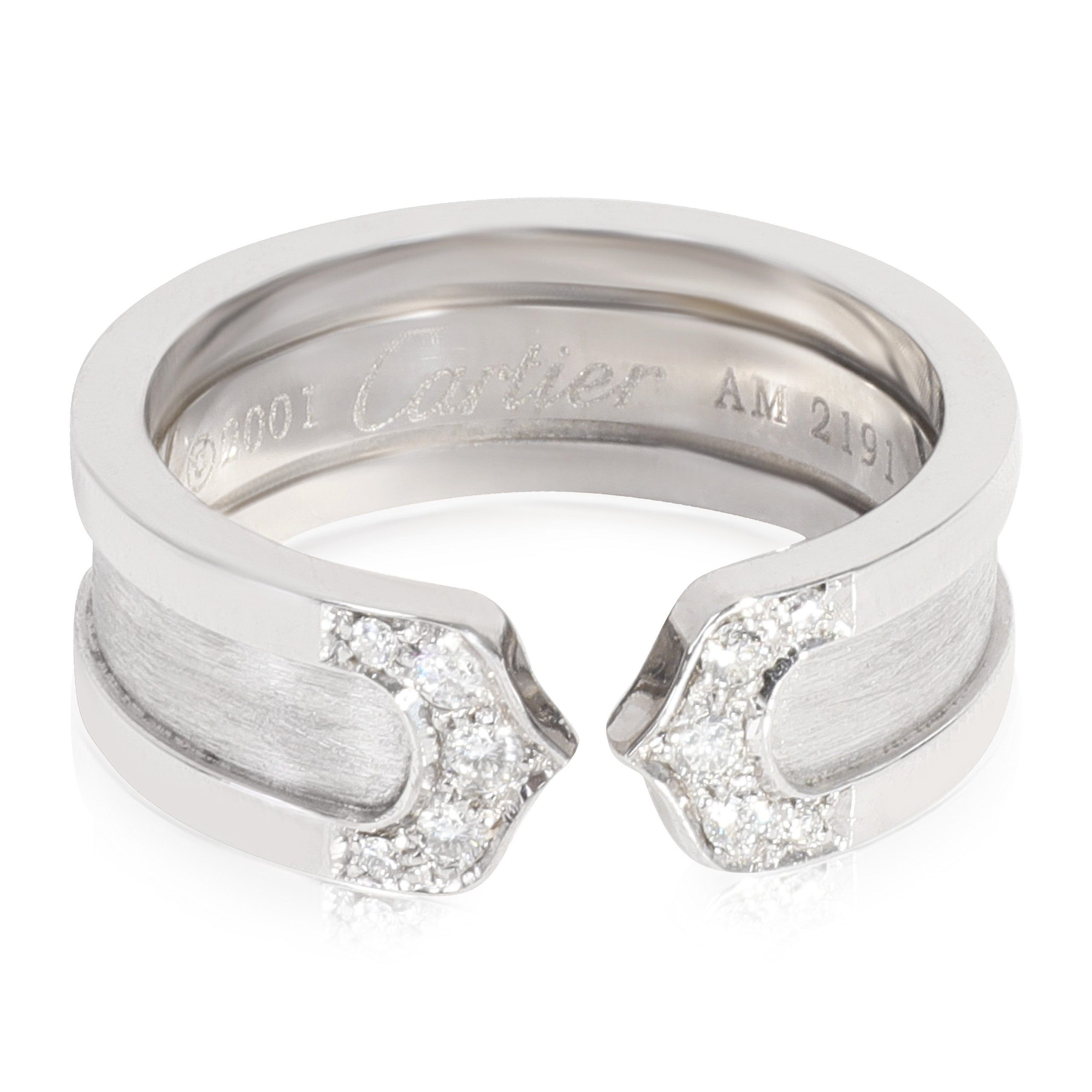 Cartier C De Cartier 6.5 mm Wide Diamond Ring in 18k White Gold 0.1 CTW