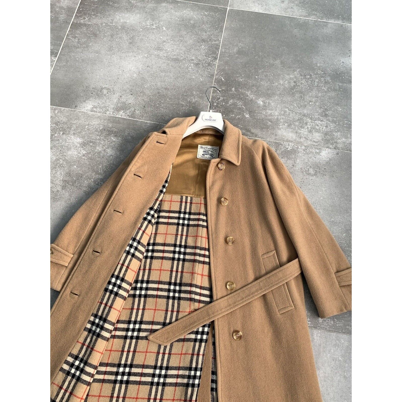 Burberry × Vintage Women's BURBERRYS CAMEL HAIR Wool Trench Coat Jacket UK 12 M Size M / US 6-8 / IT 42-44 - 14 Thumbnail