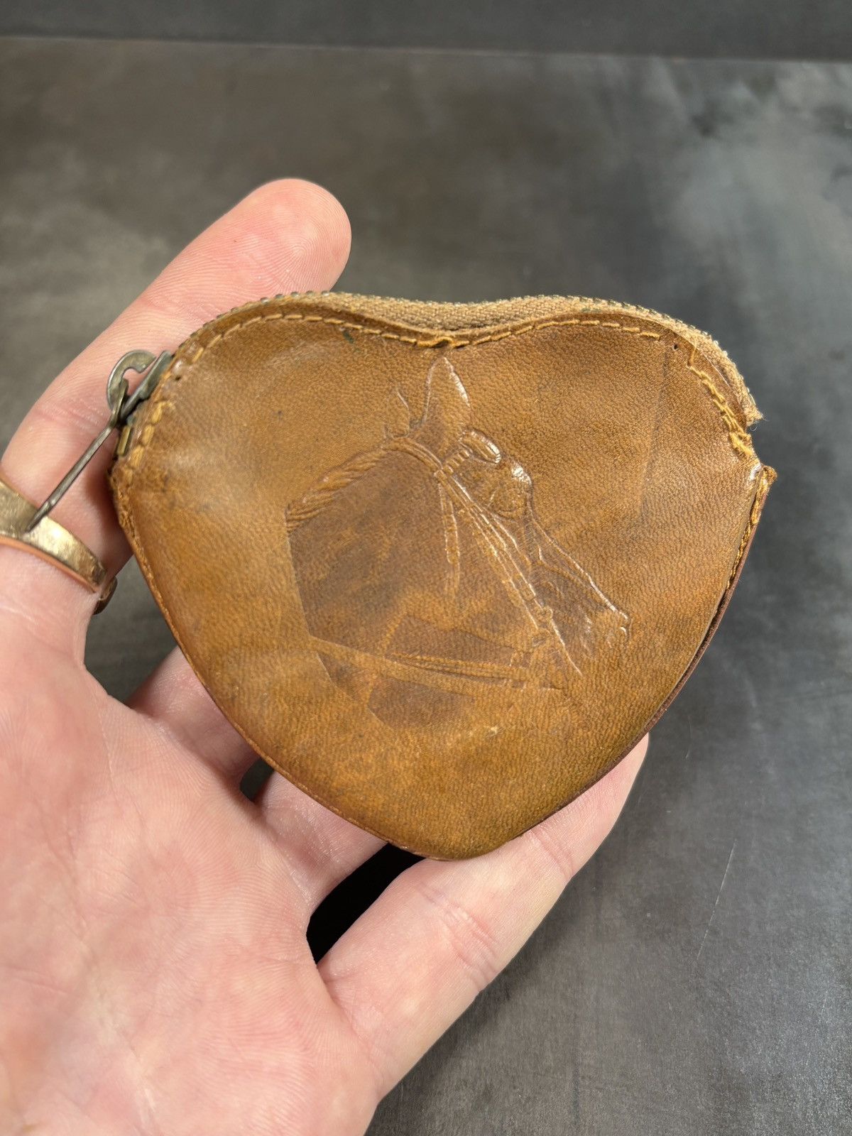 Vintage True Vintage Leather Coin Purse West Germany Horse Brass 60s Size ONE SIZE - 1 Thumbnail