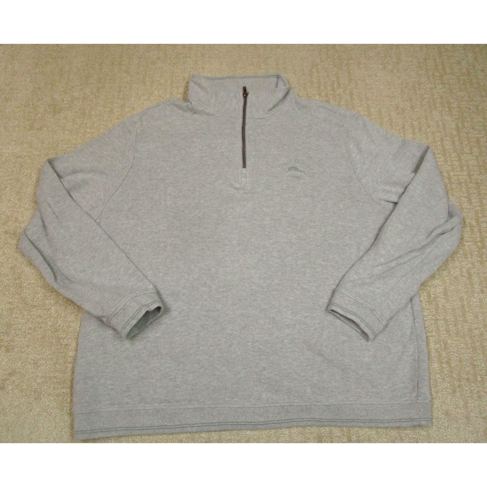 Tommy Bahama Tommy Bahama Sweatshirt Men 2XL Gray Pullover Zip Mock Neck Logo Casual Knit Cotton Size US XXL / EU 58 / 5 - 2 Thumbnail