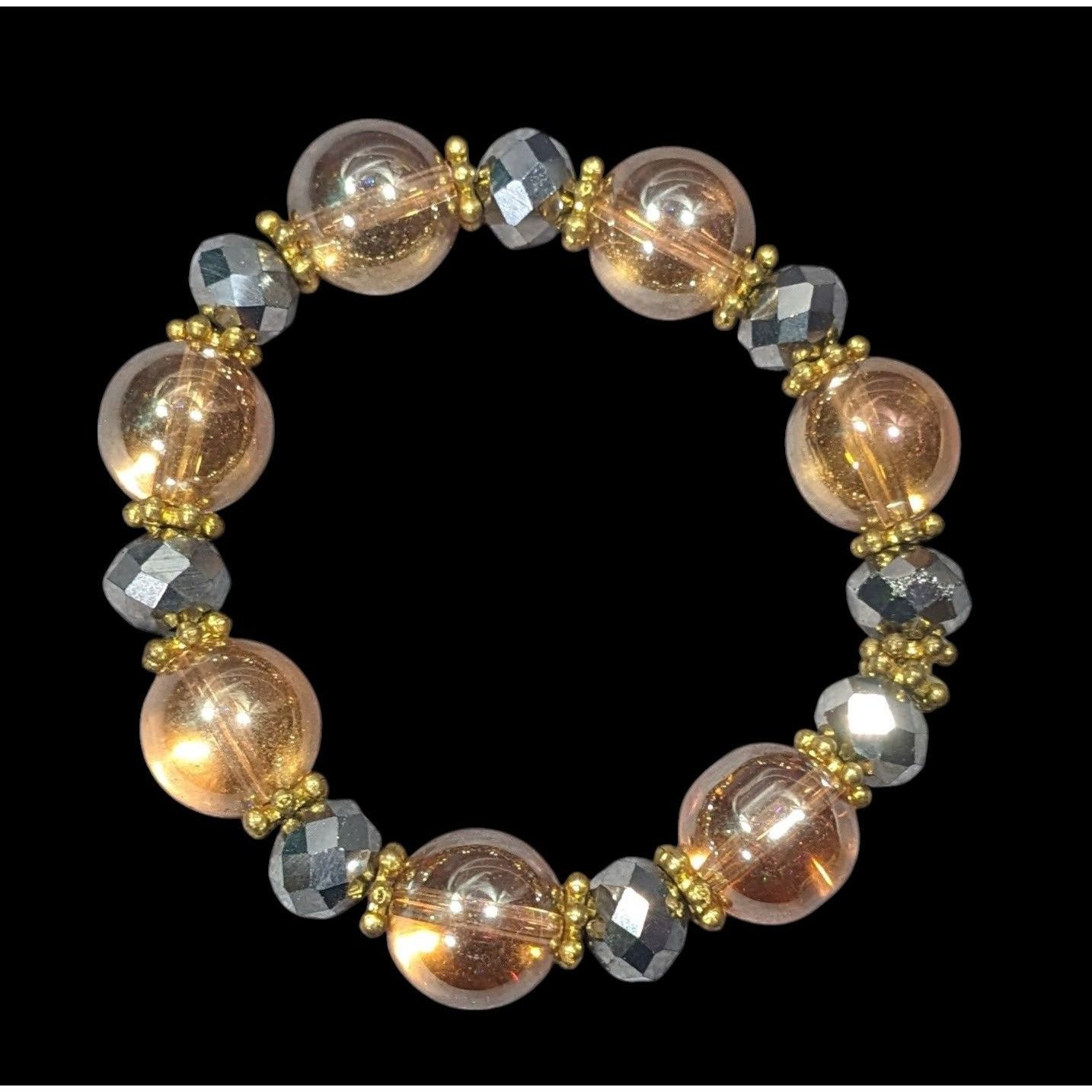 Other Whimsical Silver And Gold Tone Glass Beaded Bracelet Size ONE SIZE - 2 Thumbnail