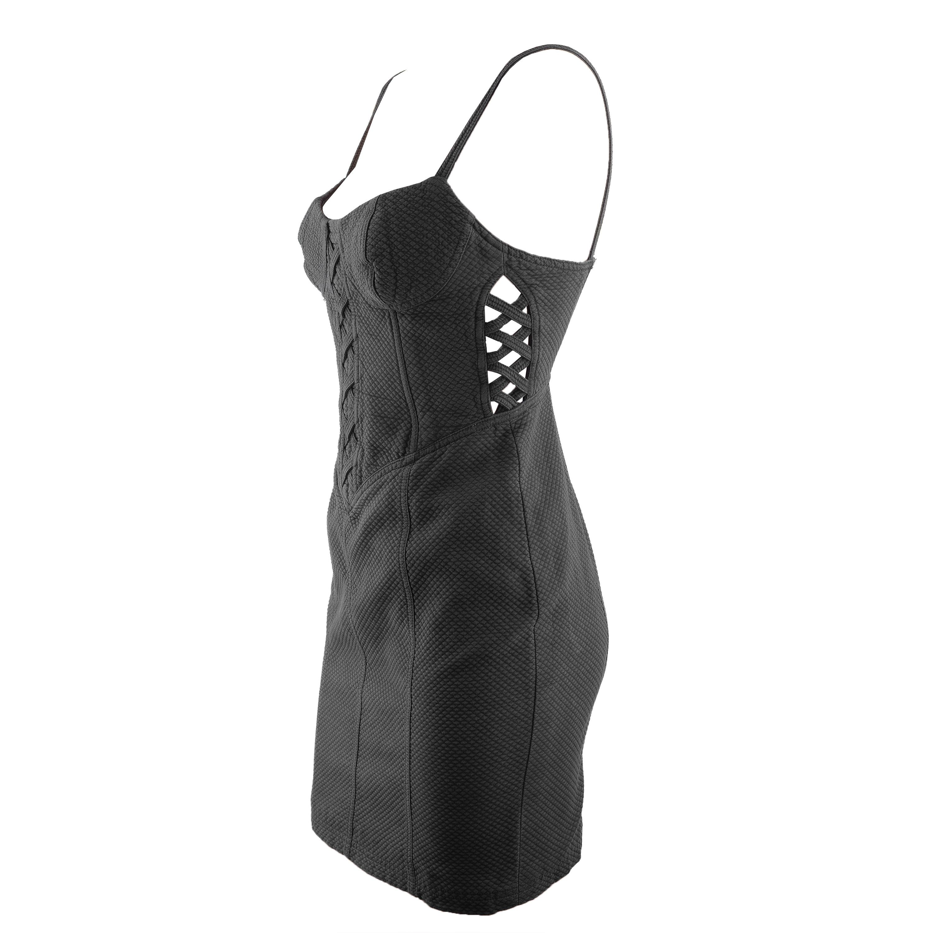 Versus Versace Versus Versace by Gianni Versace Black Waffle Dress Size XS / US 0-2 / IT 36-38 - 2 Thumbnail