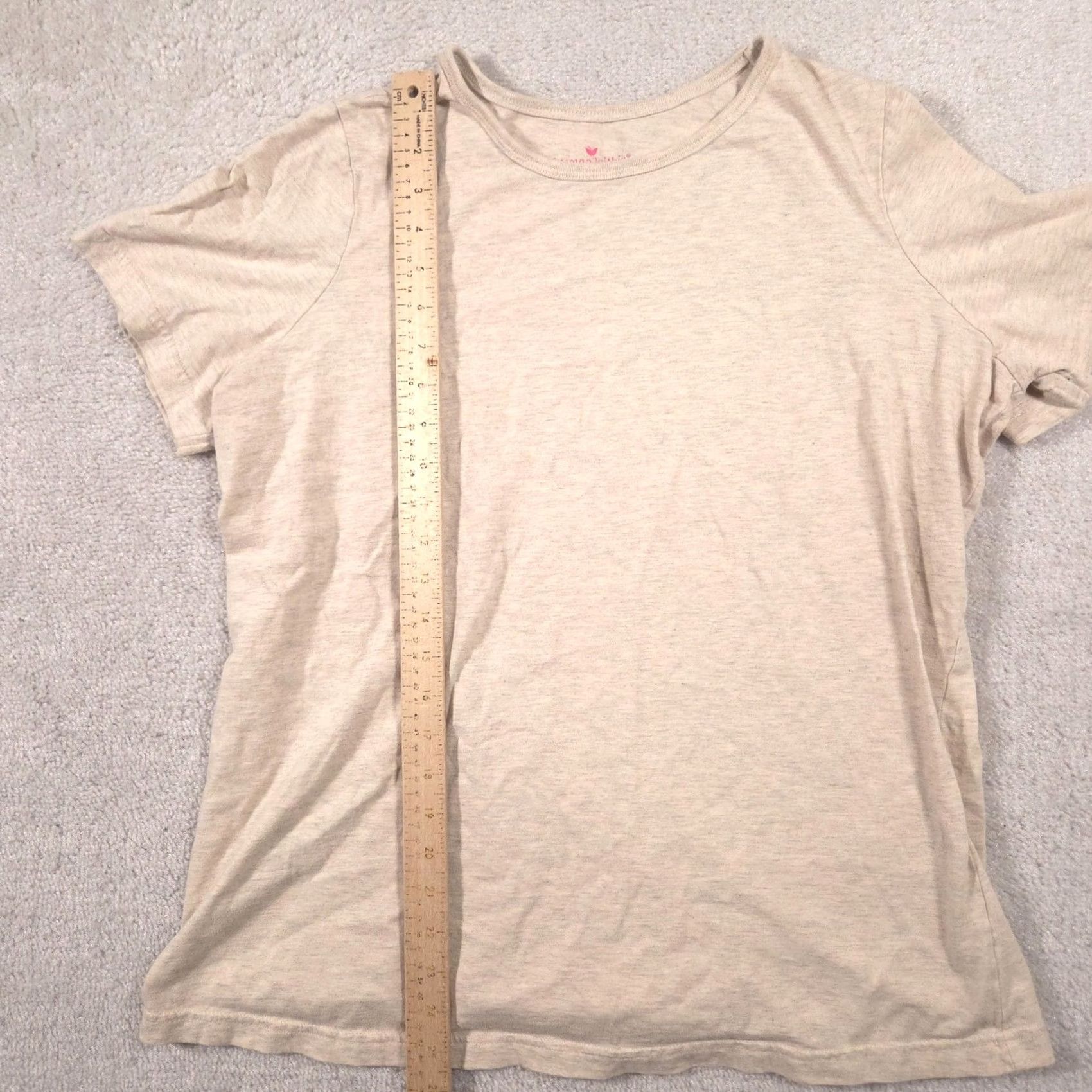 Vintage Woman Within Shirt Womens M Beige Solid Crew Neck Short Sleeve Basic Tee Top Size M / US 6-8 / IT 42-44 - 6 Thumbnail